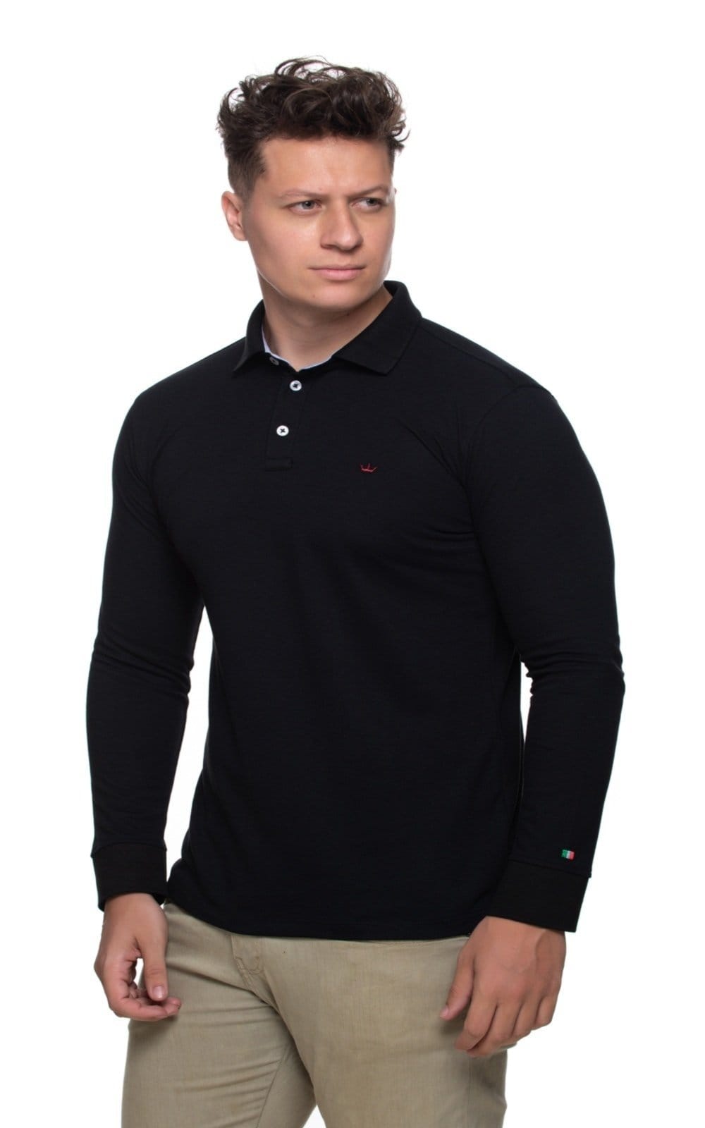 Vista 2 Polo Preta Itália Aburguesia Slim Fit Alfaiataria Burguesia preto