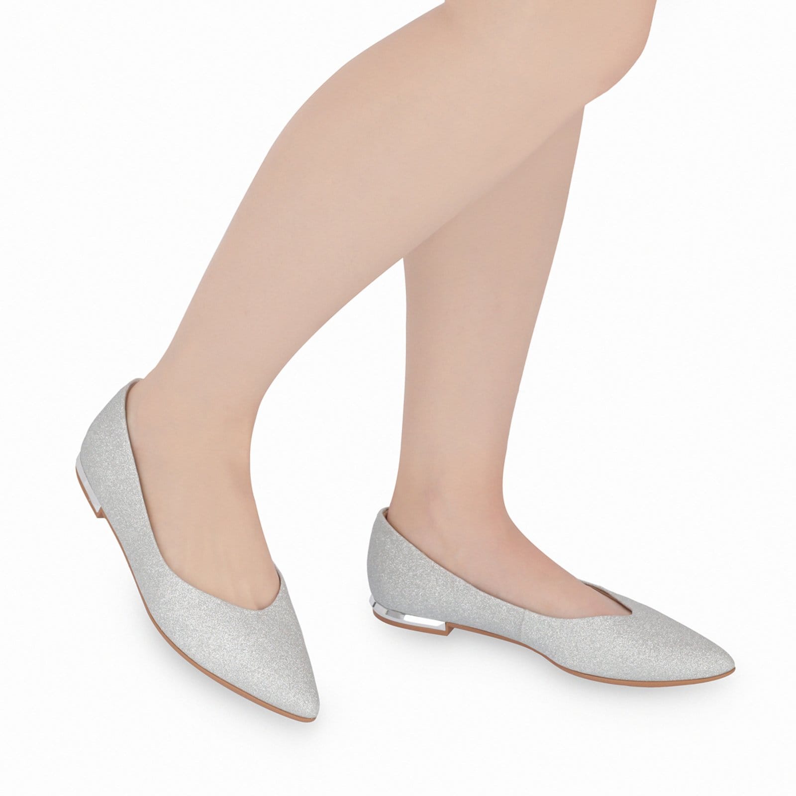 Vista 2 Sapatilha Piccadilly Ana Bico Fino Salto Baixo Gliter Piccadilly prata