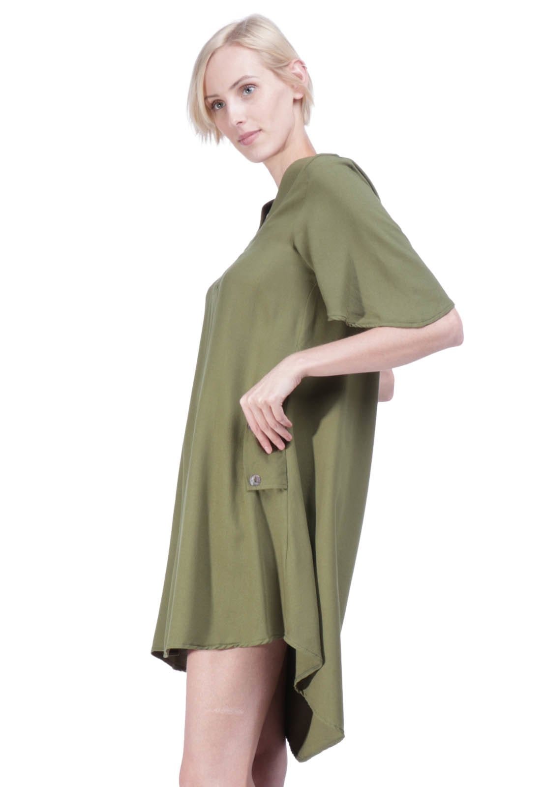 Vista 2 Vestido Curto Amazonia Vital Plano Green Olive Verde Amazonia Vital verde green