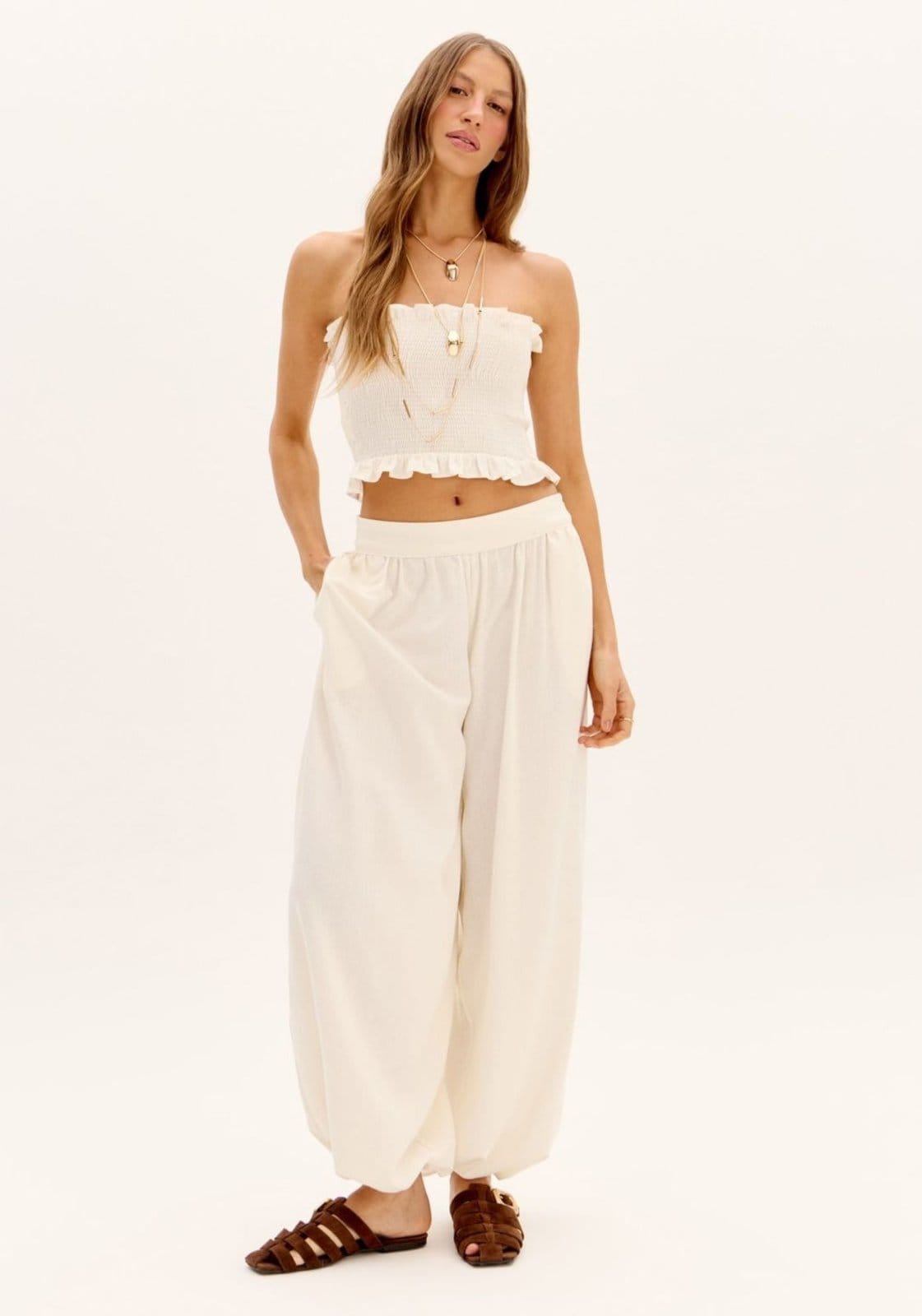 Calça Aladdin Com Hotpants Com Linho