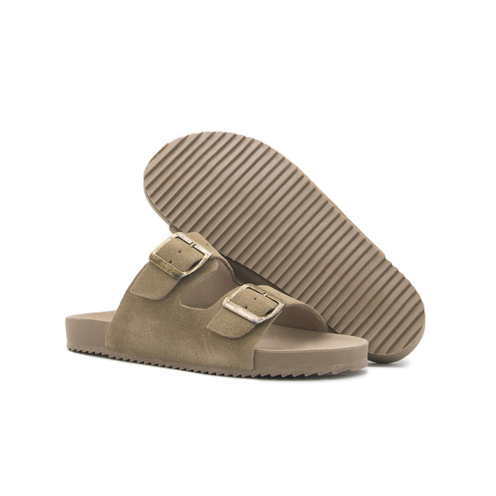 Vista 2 Papete Rasteira Sandalia Couro Marfim TELLINI STORE bege