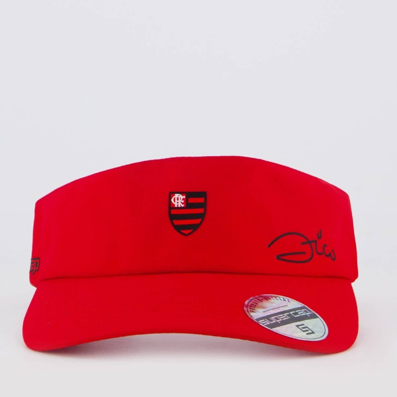 Vista 2 Viseira Flamengo Zico Vermelha Supercap branco