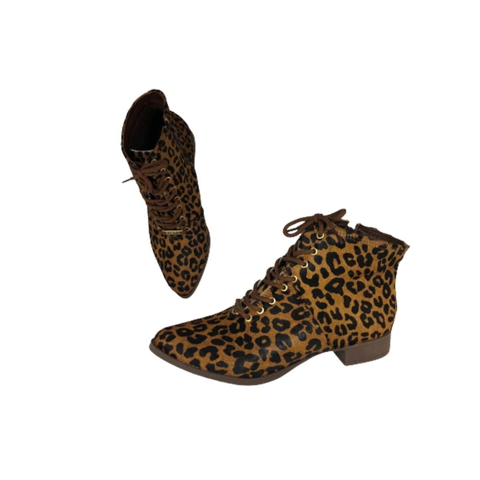 Vista 2 Coturno Social Couro Salto Baixo Animal Print Spinelli estampado