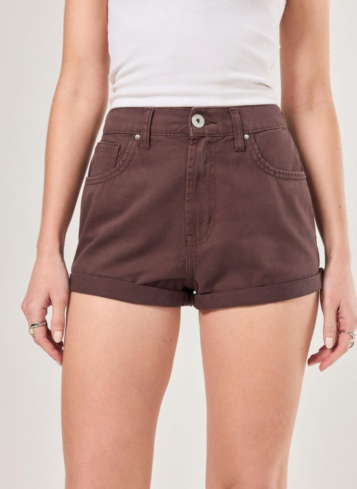 Vista 2 Short Mom Em Sarja Com Elástico Youcom marrom