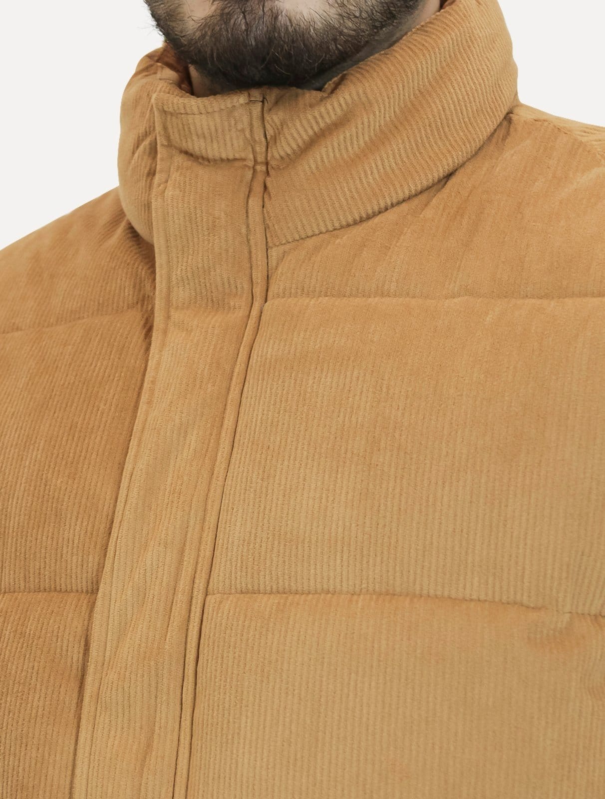 Vista 2 Jaqueta Dixen Masculina Puffer Veludo Cotelê Dixen cáqui