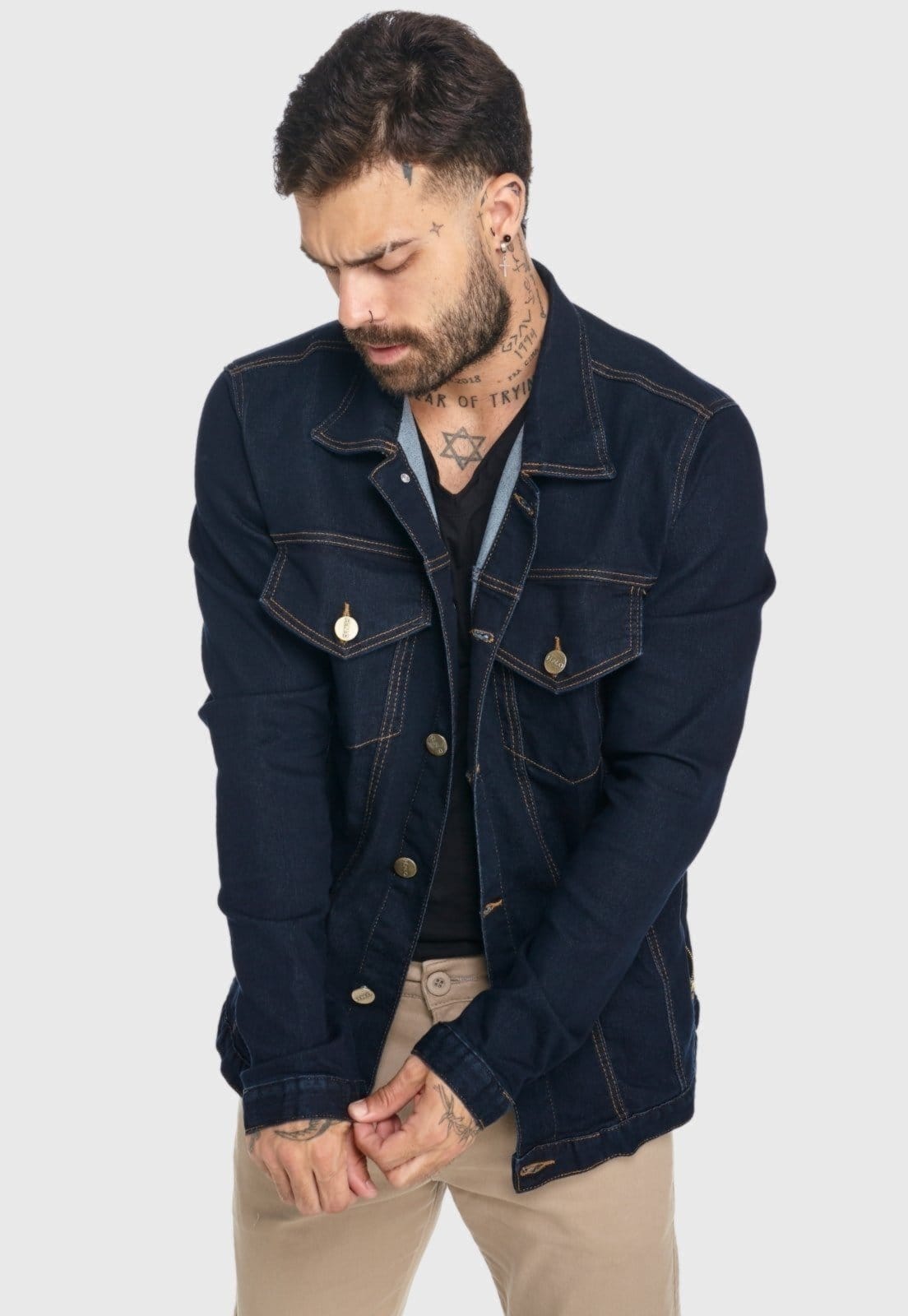 Vista 2 Jaqueta Jeans HNO Jeans Premium Azul Escuro HNO Jeans azul marinho