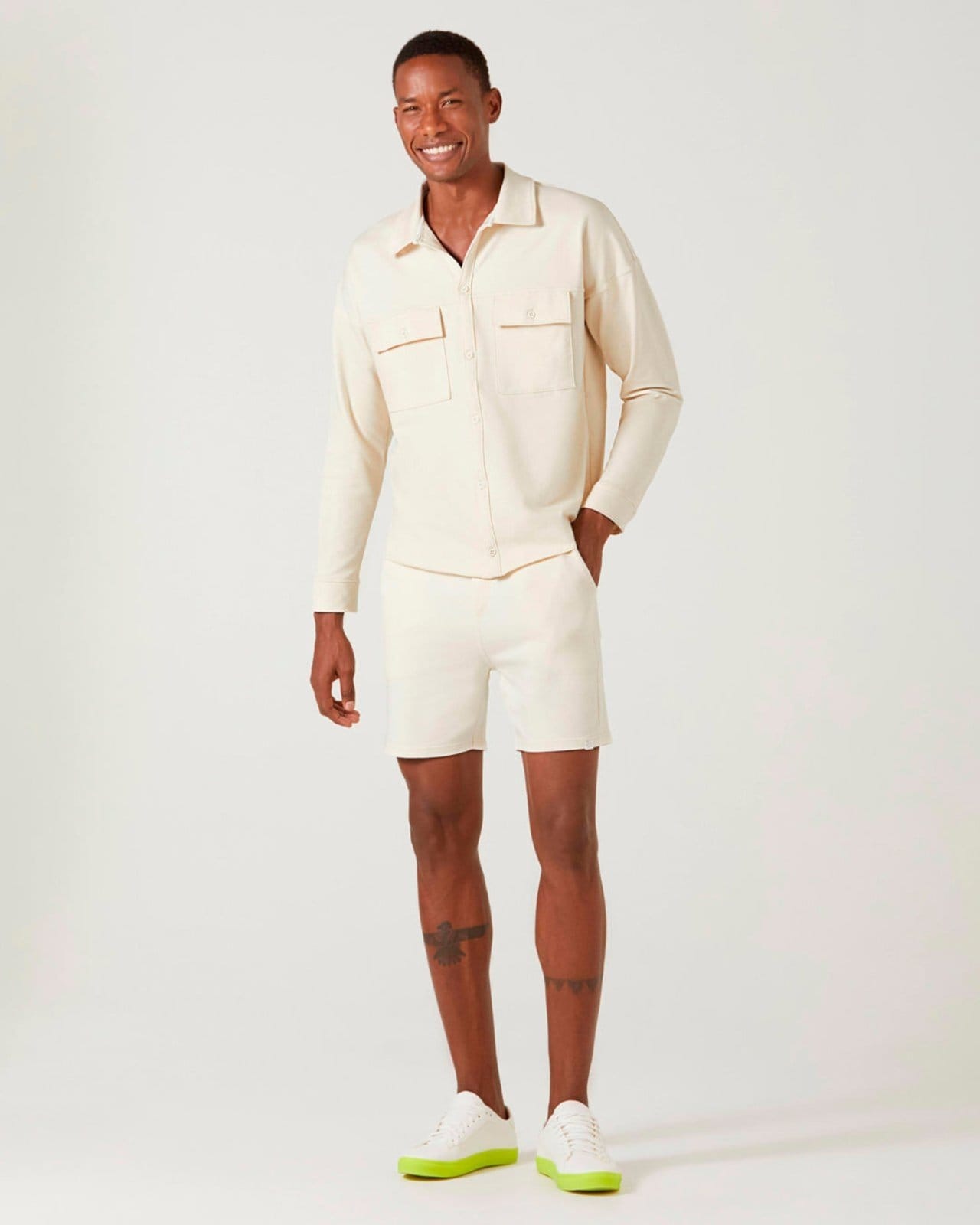 Vista principal Bermuda De Moletom Com Cordão Malwee off-white