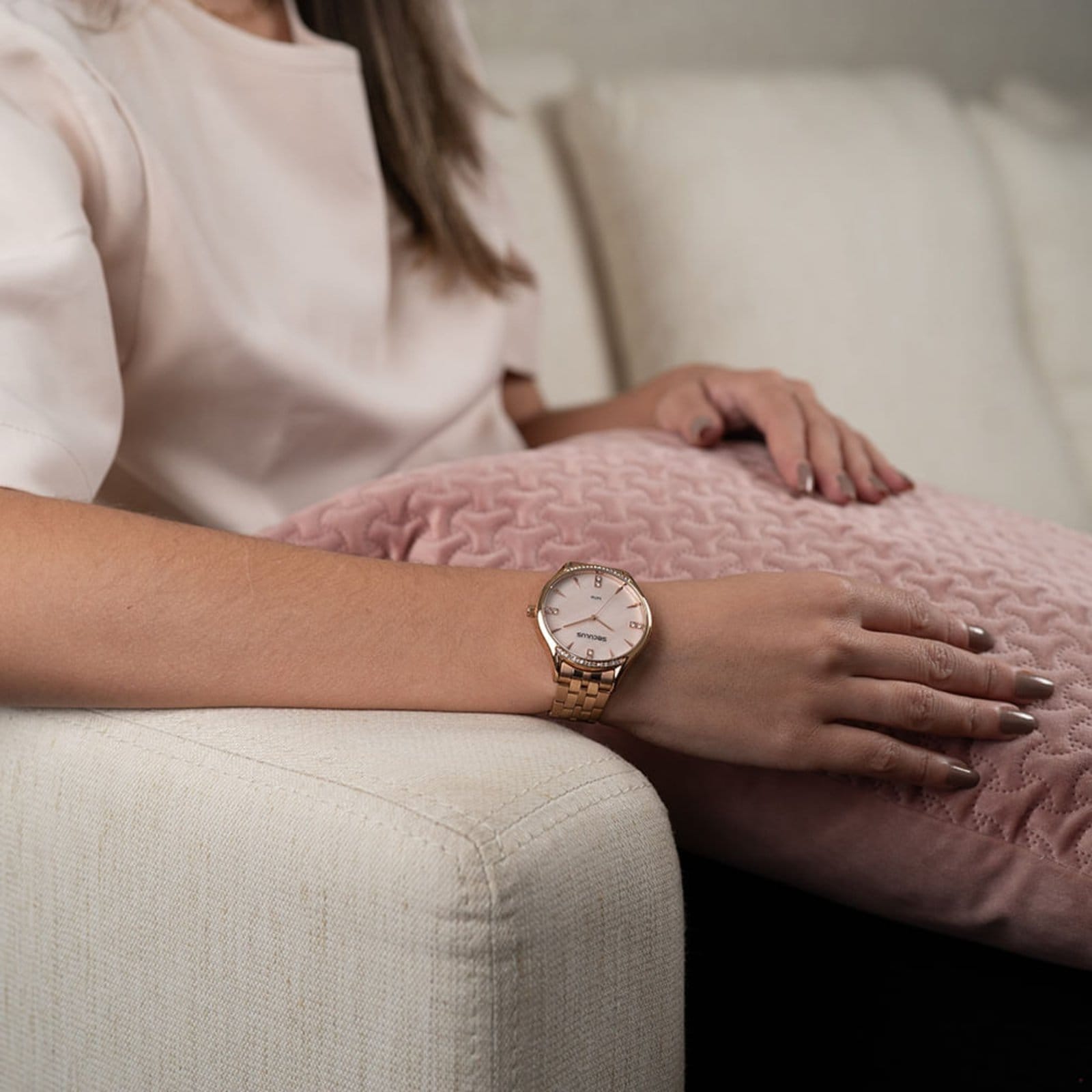 Vista 2 Relógio Seculus Feminino Cristais Madrepérola Rosé Seculus rosa rosé
