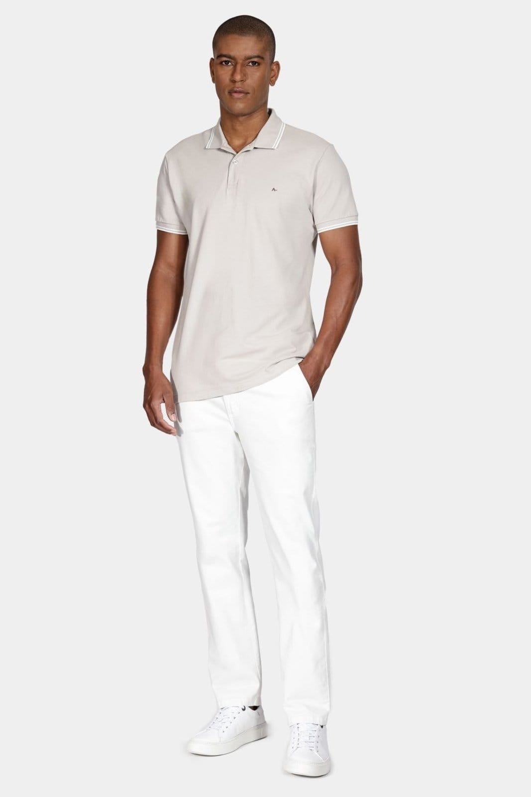 Vista 2 Calça Aramis Chino Básica Off White Aramis branco white