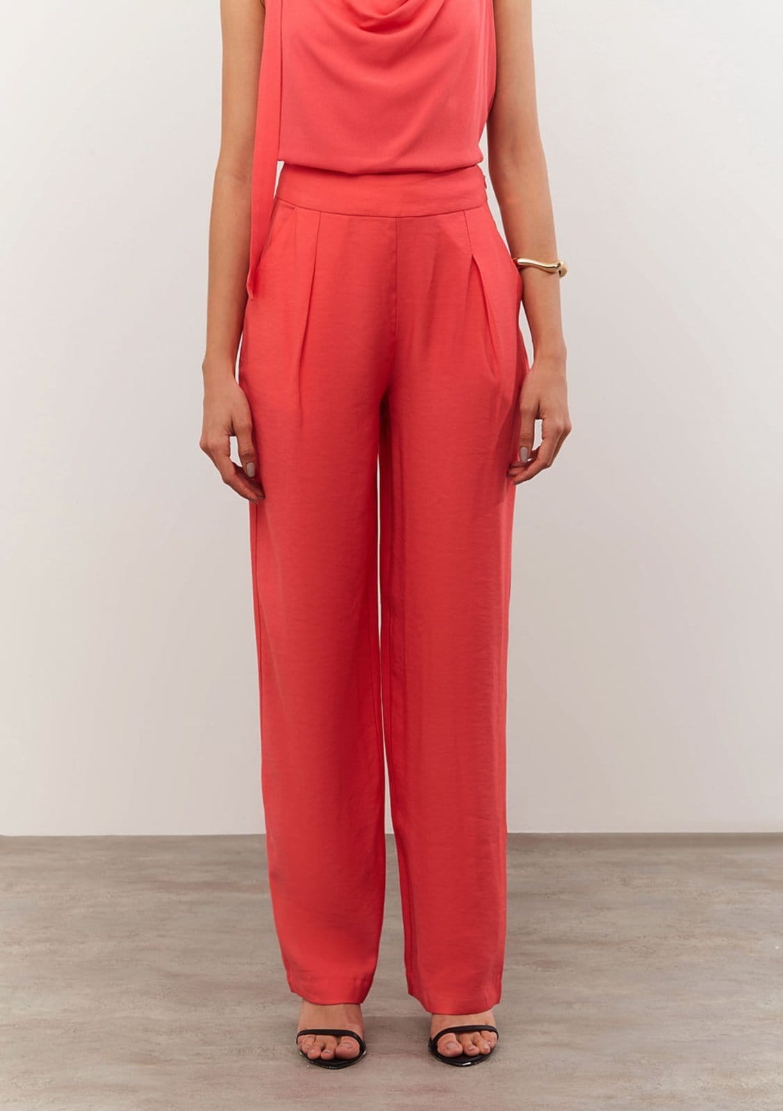 Vista 2 Calça Iódice Wide Cós Alto Com Pence IÓDICE rosa