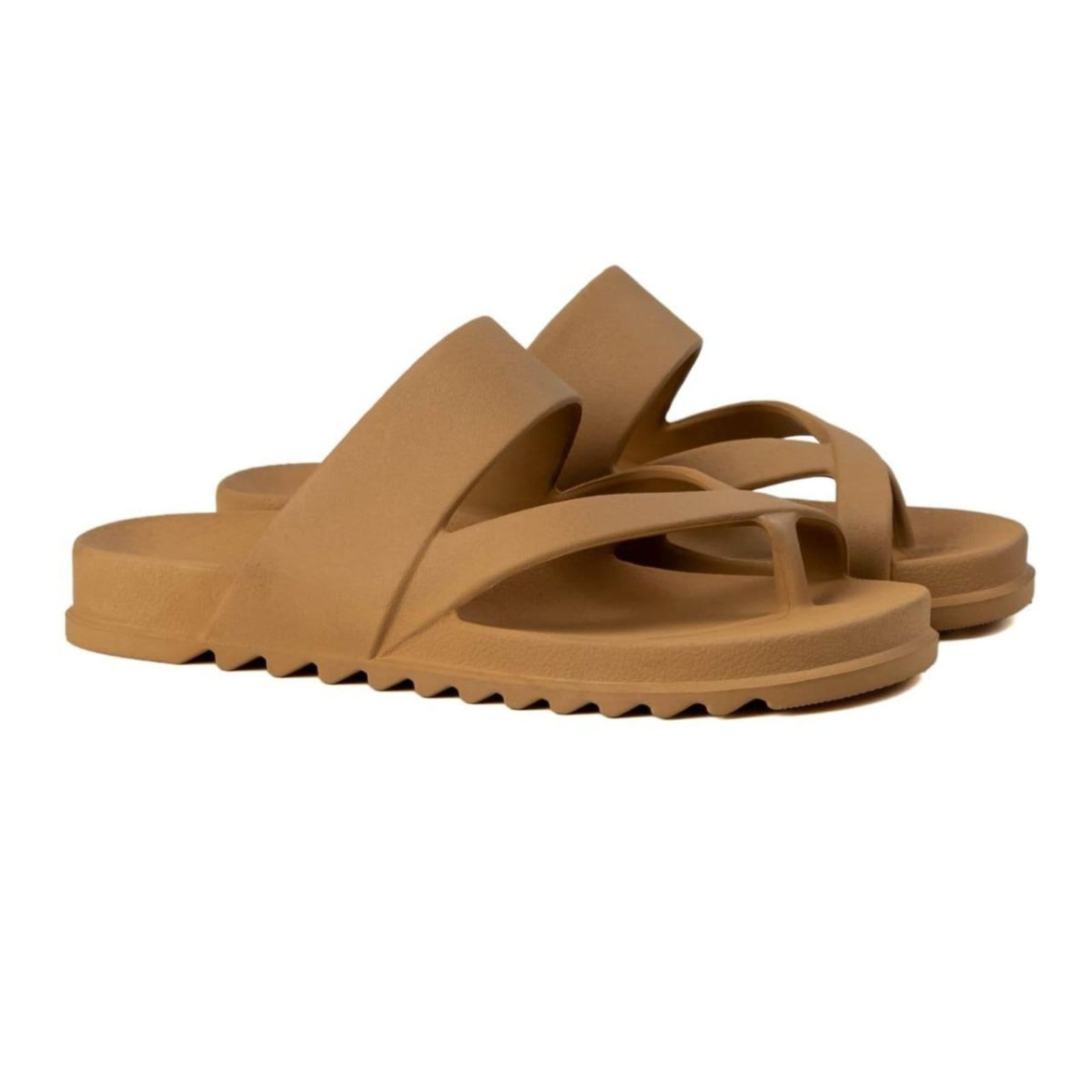 Vista principal Chinelo Feminino Veritimo Papete Slide Rasteira Casual Flat Leve Anatômica Versátil Veritimo caramelo