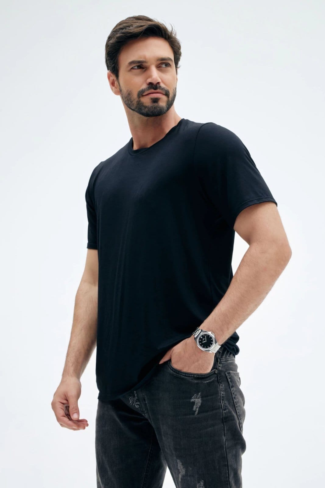 Vista 2 Relógio Masculino Saint Germain Hudson Silver Metal Fundo Preto Pulseira de Metal Saint Germain Brand prata/preto silver