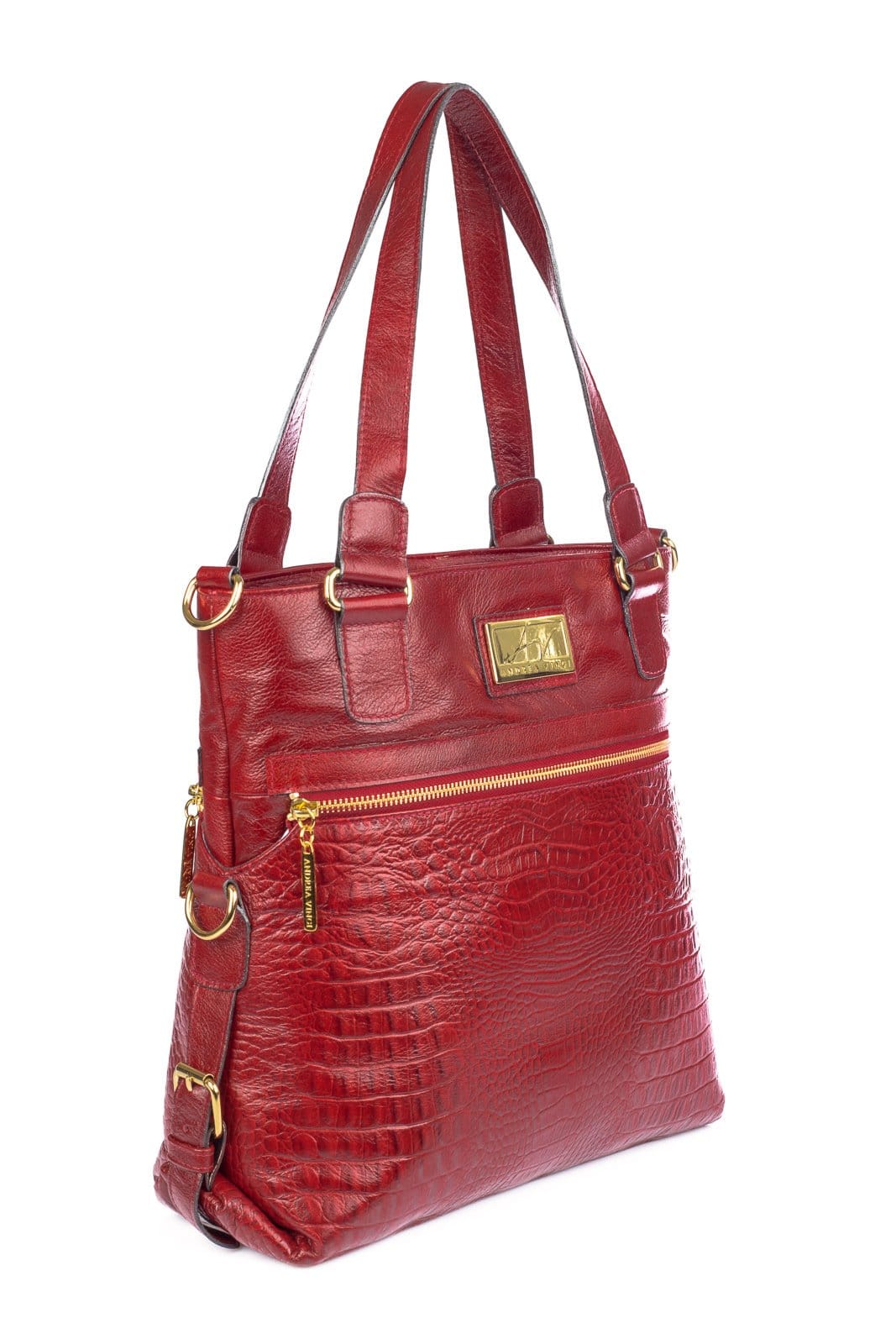 Vista 2 Bolsa Andrea Vinci de couro 2 em 1 croco Luiza Andrea Vinci vermelho