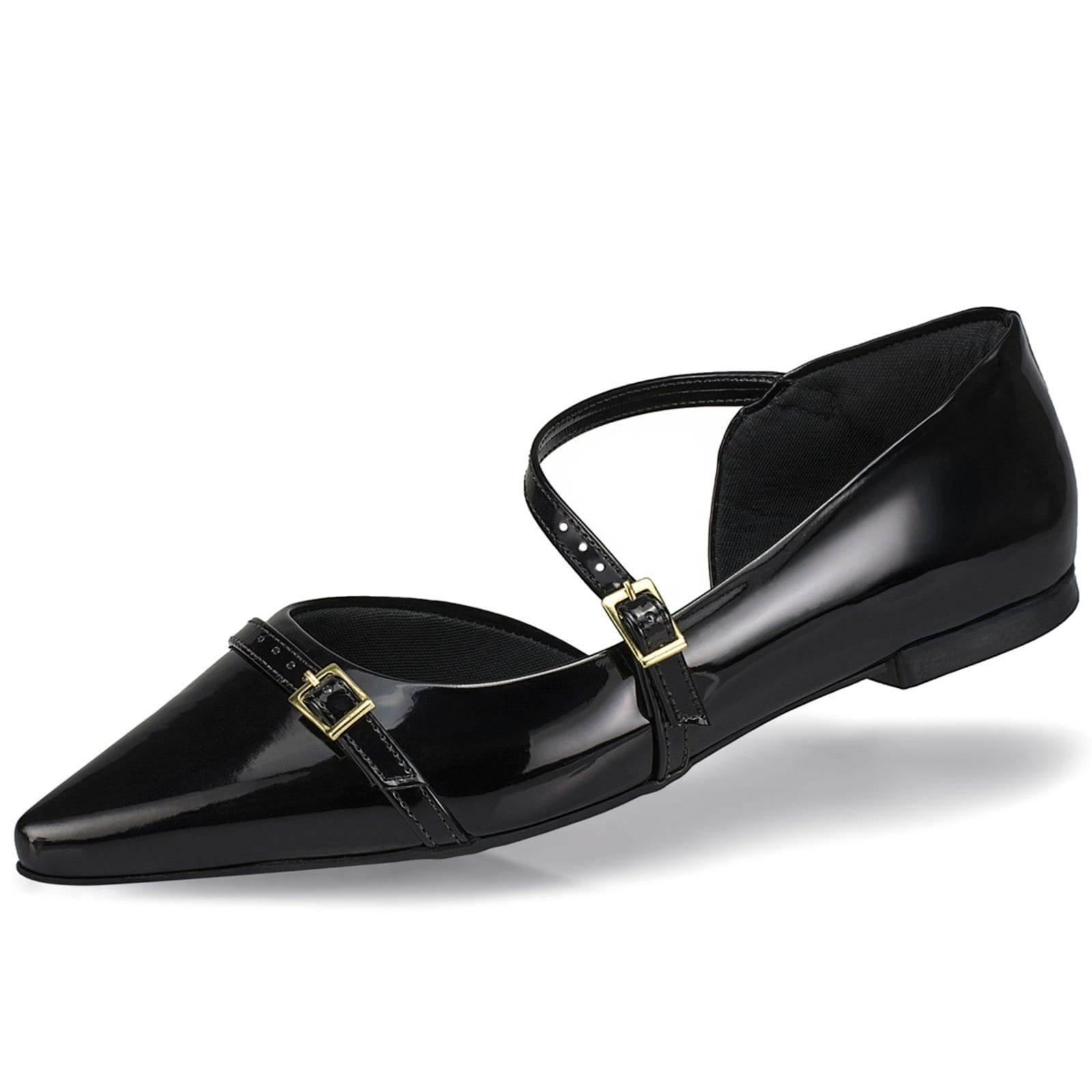 Sapato Feminino Sapatilha Slingback Rasteira Bico Fino Fivelas Mule Social Casual 6772