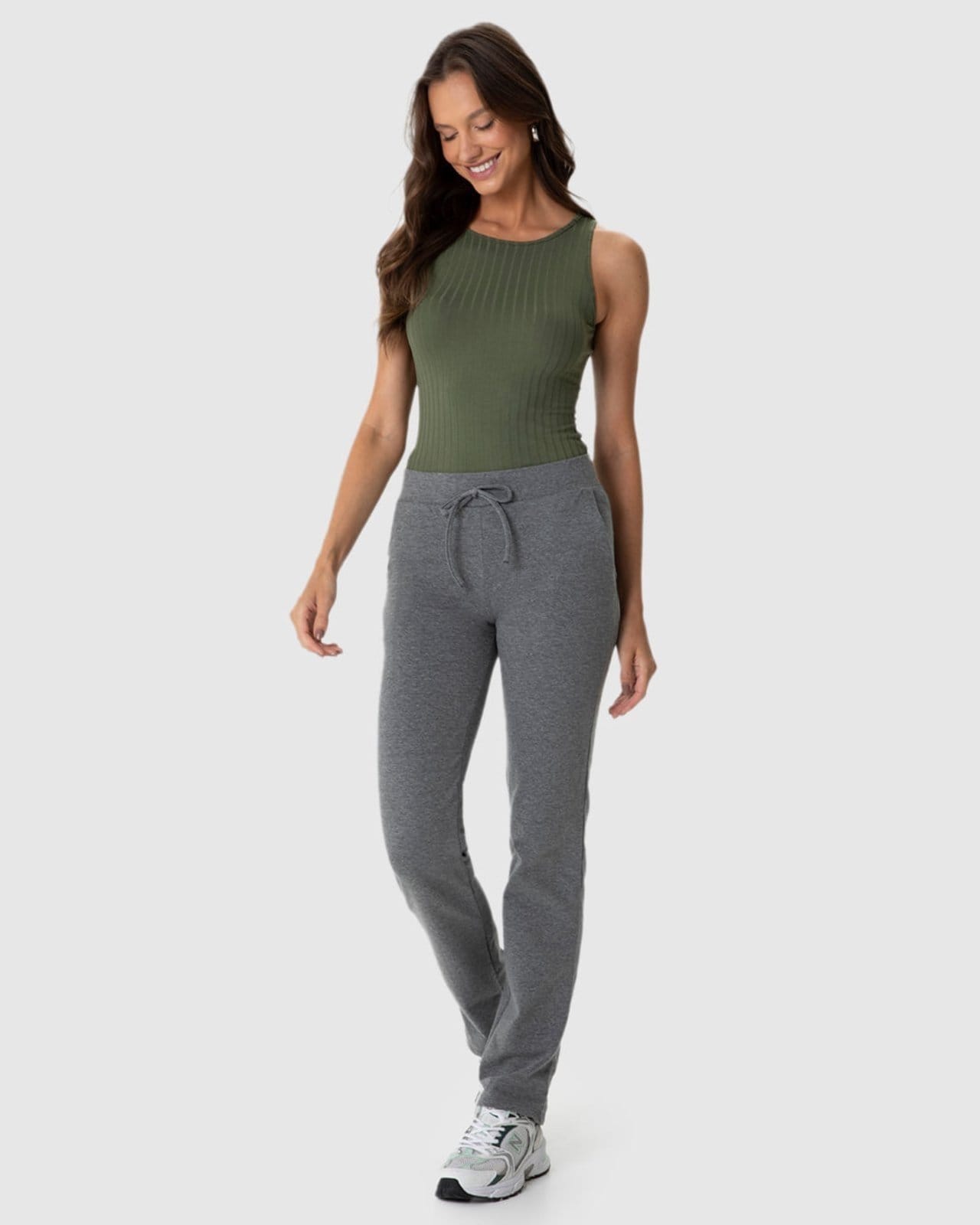 Vista principal Calça Básica Feminina Em Moletom Flanelado Malwee cinza