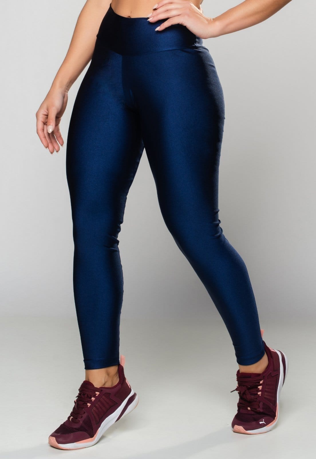 Calça MVB Modas Empina Bumbum Cintura Alta Poliamida Brilhosa