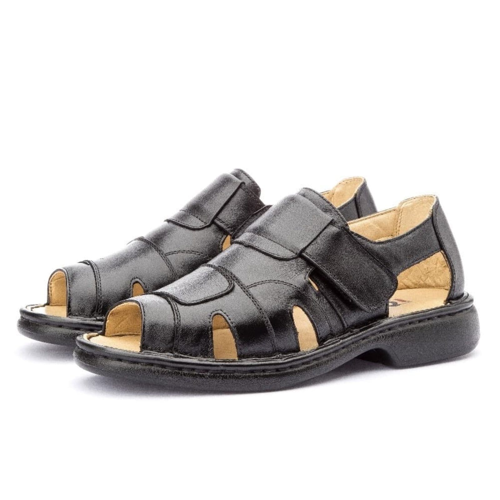 Vista 2 Sandália Clube do Sapato de Franca de Couro Antistress Conforto DFT Trento Clube do Sapato de Franca preto