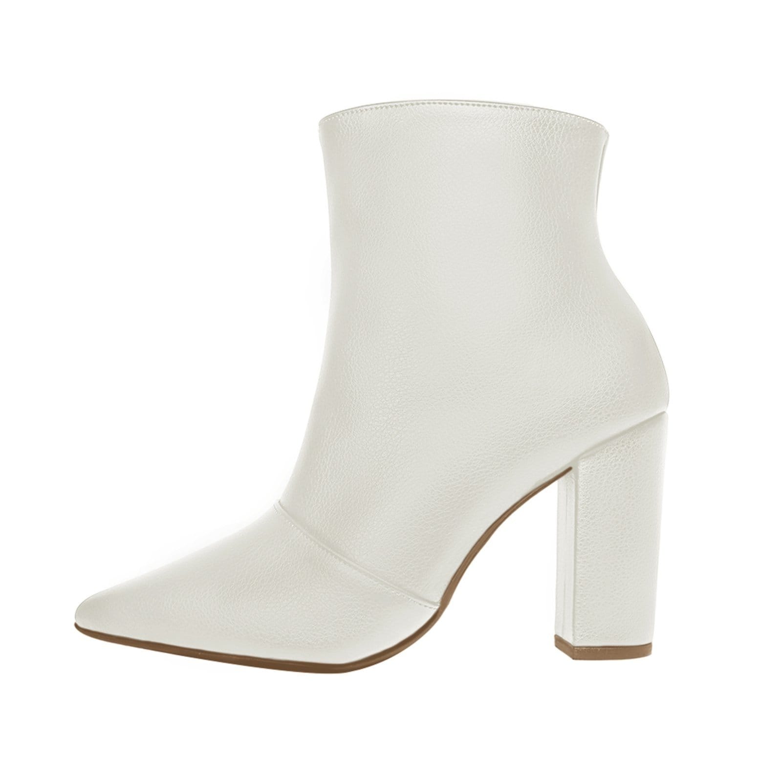 Vista 2 Bota Salto Alto Grosso Cano Curto Bico Fino Luiza Sobreira Off White Mod. 2230 Luiza Sobreira off-white white