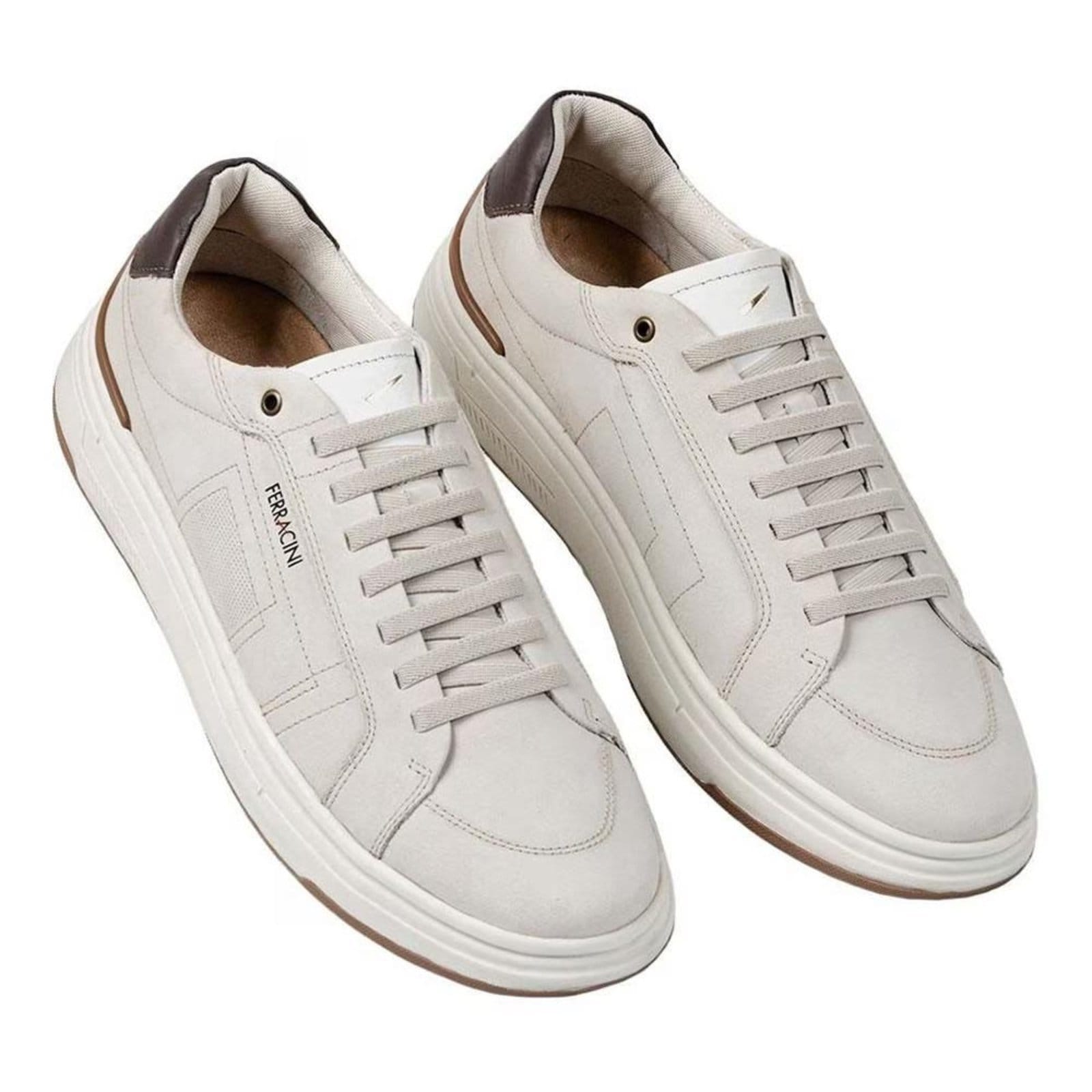 Vista 2 Tenis Sapatênis Ferracini Cervo Sneaker em Couro Claro FERRACINI cinza