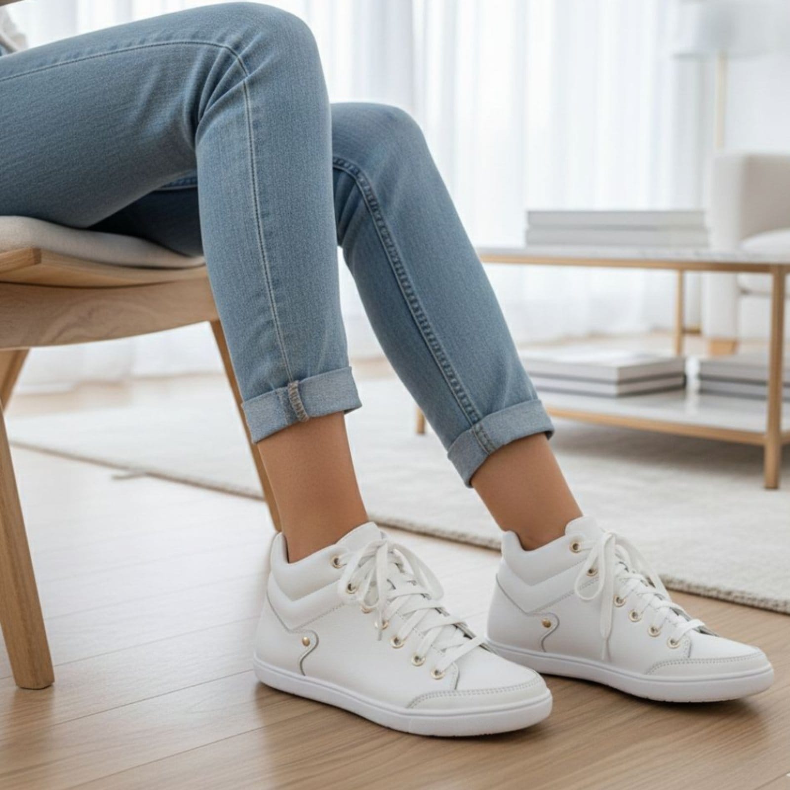 Vista 2 Bota Botinha Feminina Branca Sem Salto Comfort ROMEU E JULIETA SHOES branco