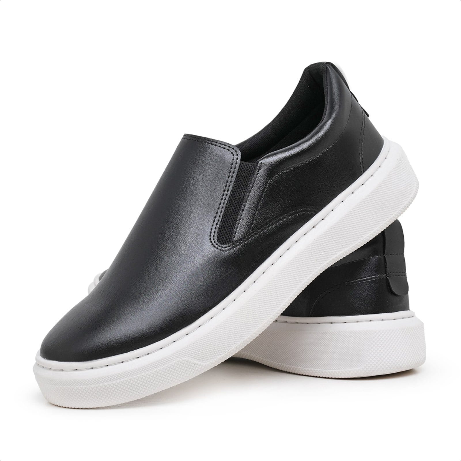Vista 2 Kit 2 Tenis Slip On Iate Masculino Confortável Casual e Yes Basic marrom/preto