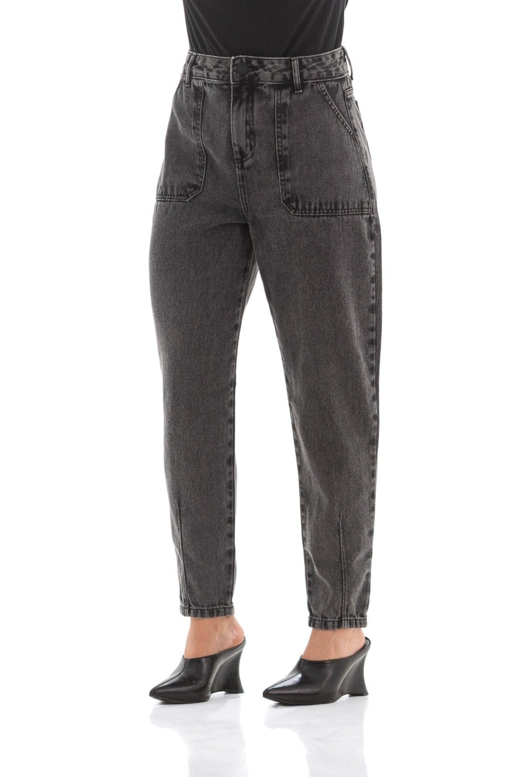 Calça Jeans Feminina Arauto Balloon Black Marmorizado