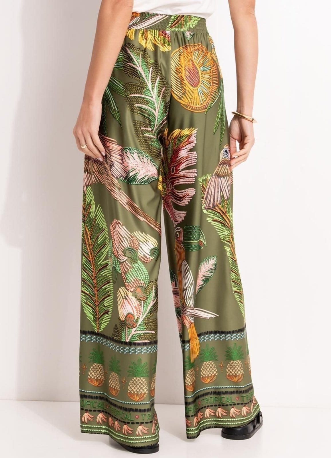 Vista 2 Calça Em Malha Fria Quintess Barrado Quintess verde