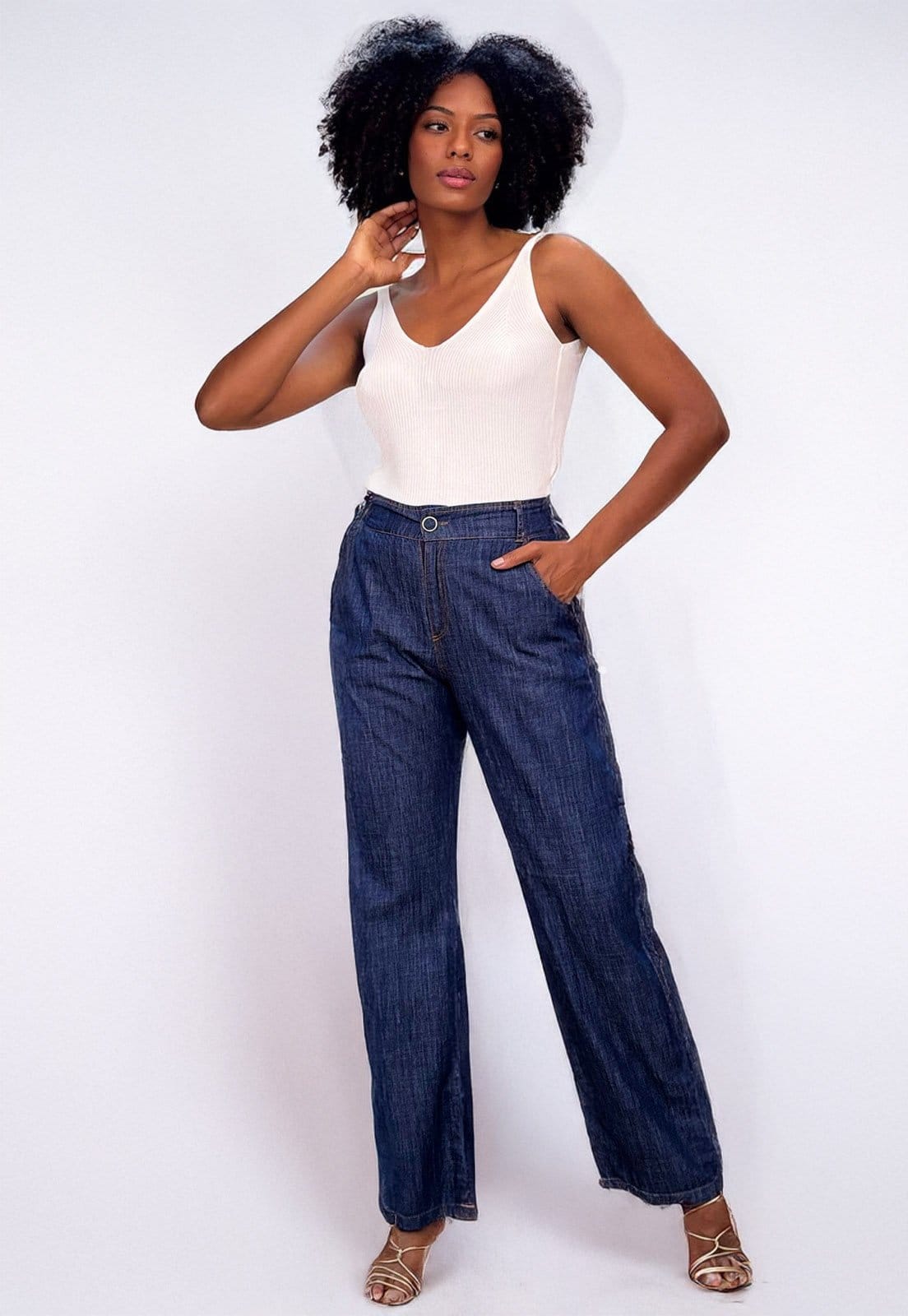 Vista 2 Calça Amazonia Vital Jeans Pantalona Amazonia Vital azul