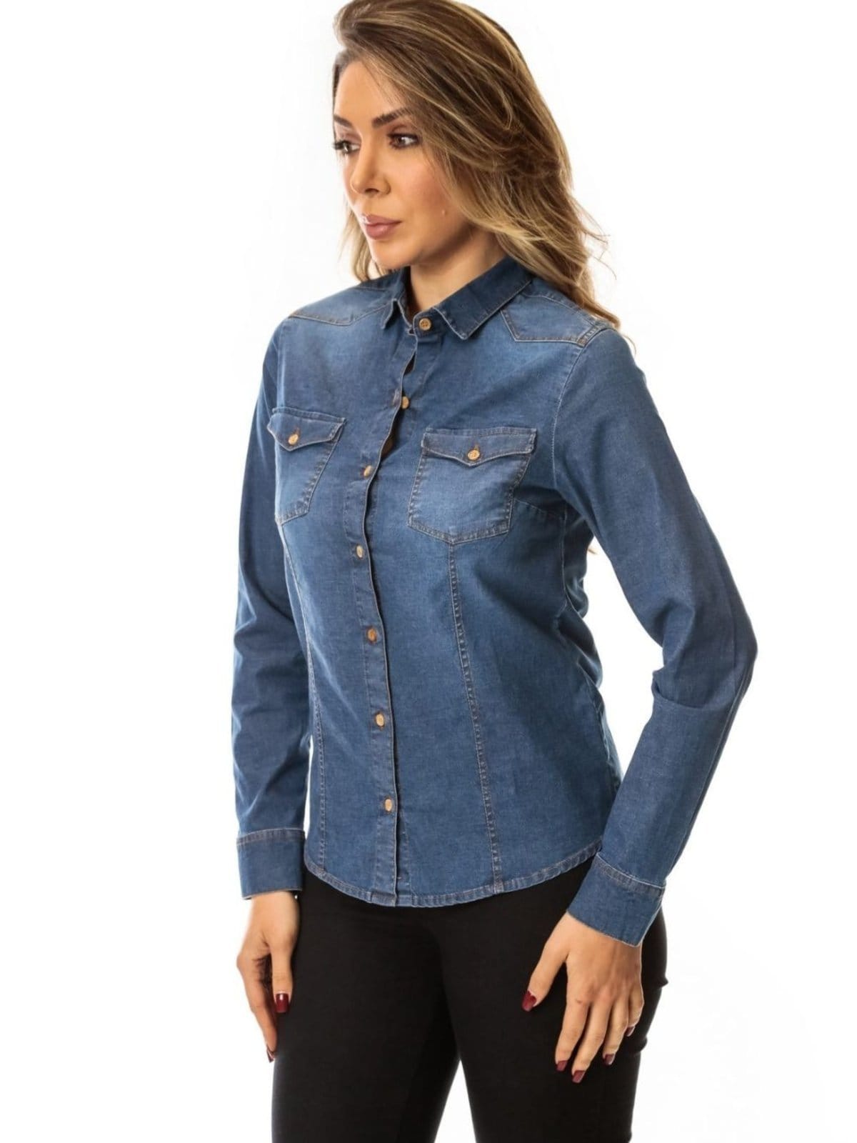 Vista 2 Camisa Manga Longa Com Bolsos Feminina Crocker jeans