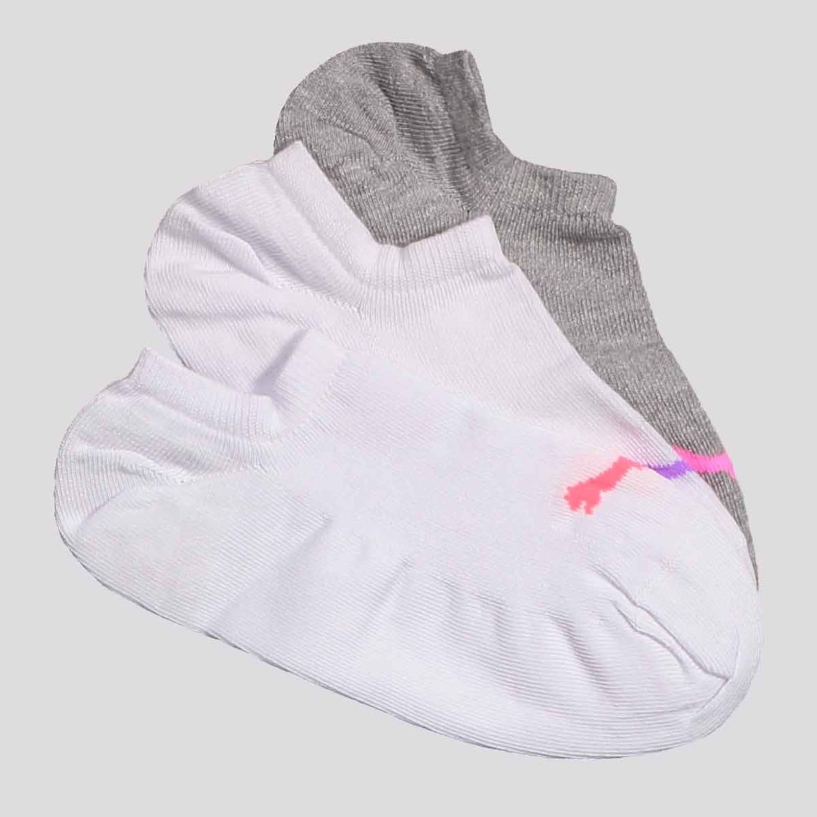 Vista principal Kit Meia Puma Sapatilha Invisible 3 Pares Feminina Branca e Cinza Puma multicolorido