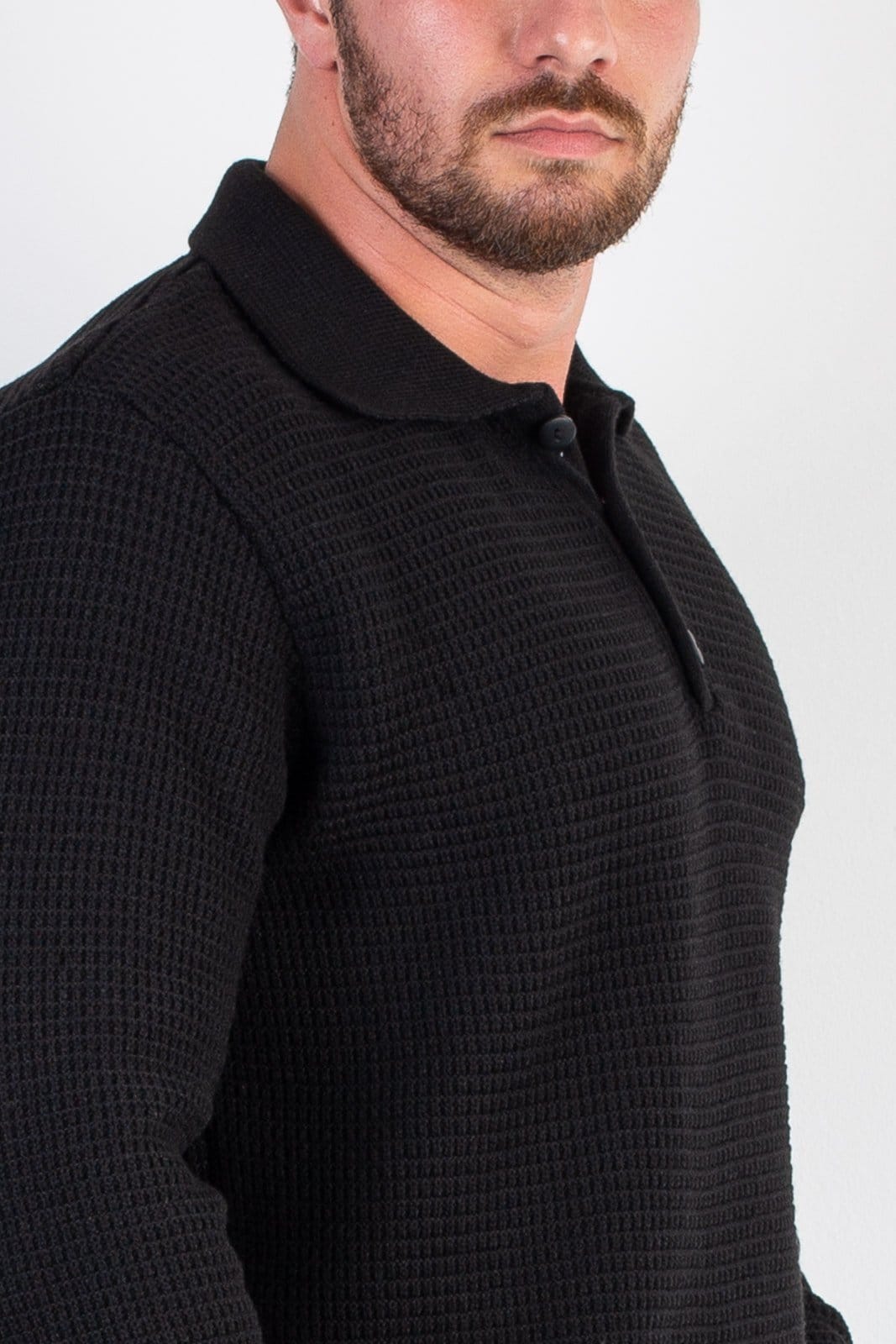 Vista 2 Blusão de malha masculino 50007 Enluaze preto