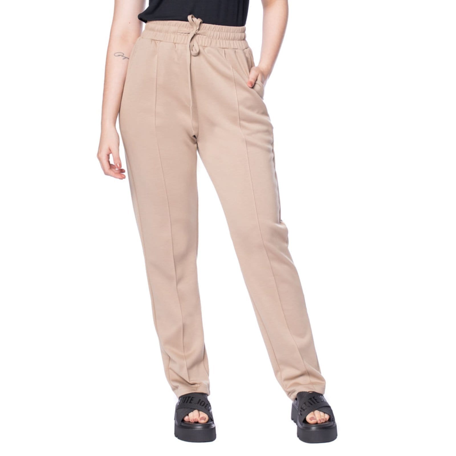 Vista principal Calça Feminina Pellini Cintura édia Franzida Pellini bege