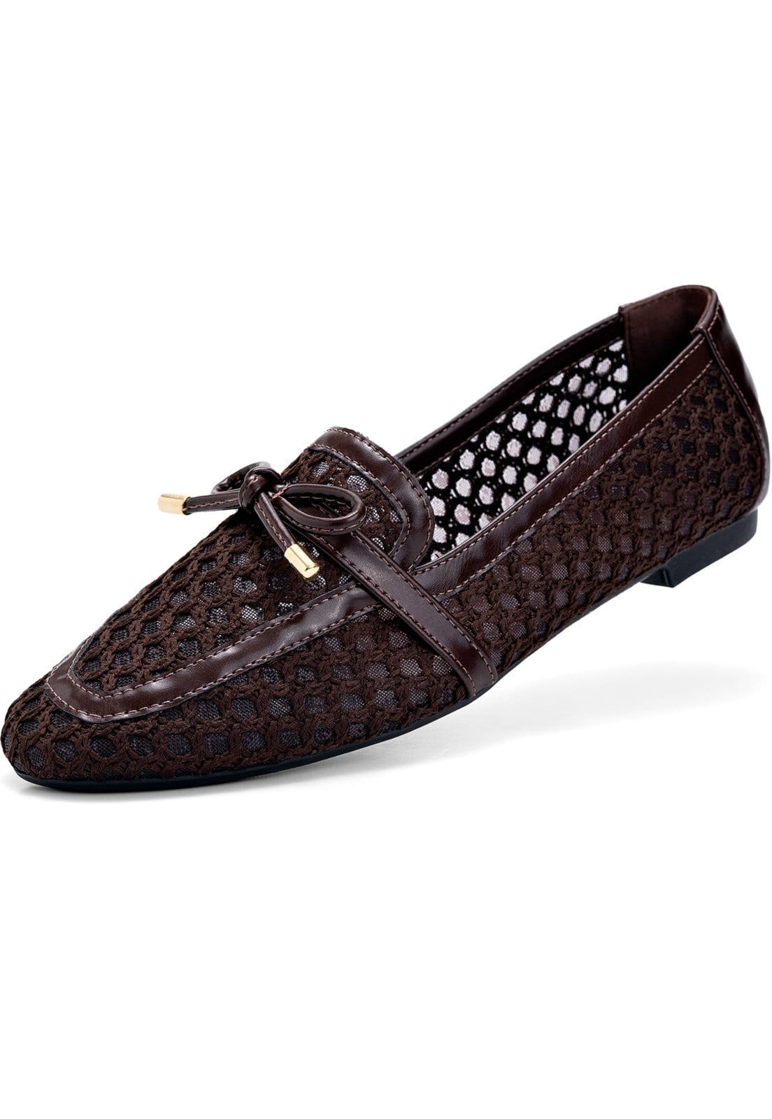 Mocassim Feminino Lumiss Material Natural Tela Bico Quadrado Confortável Marrom