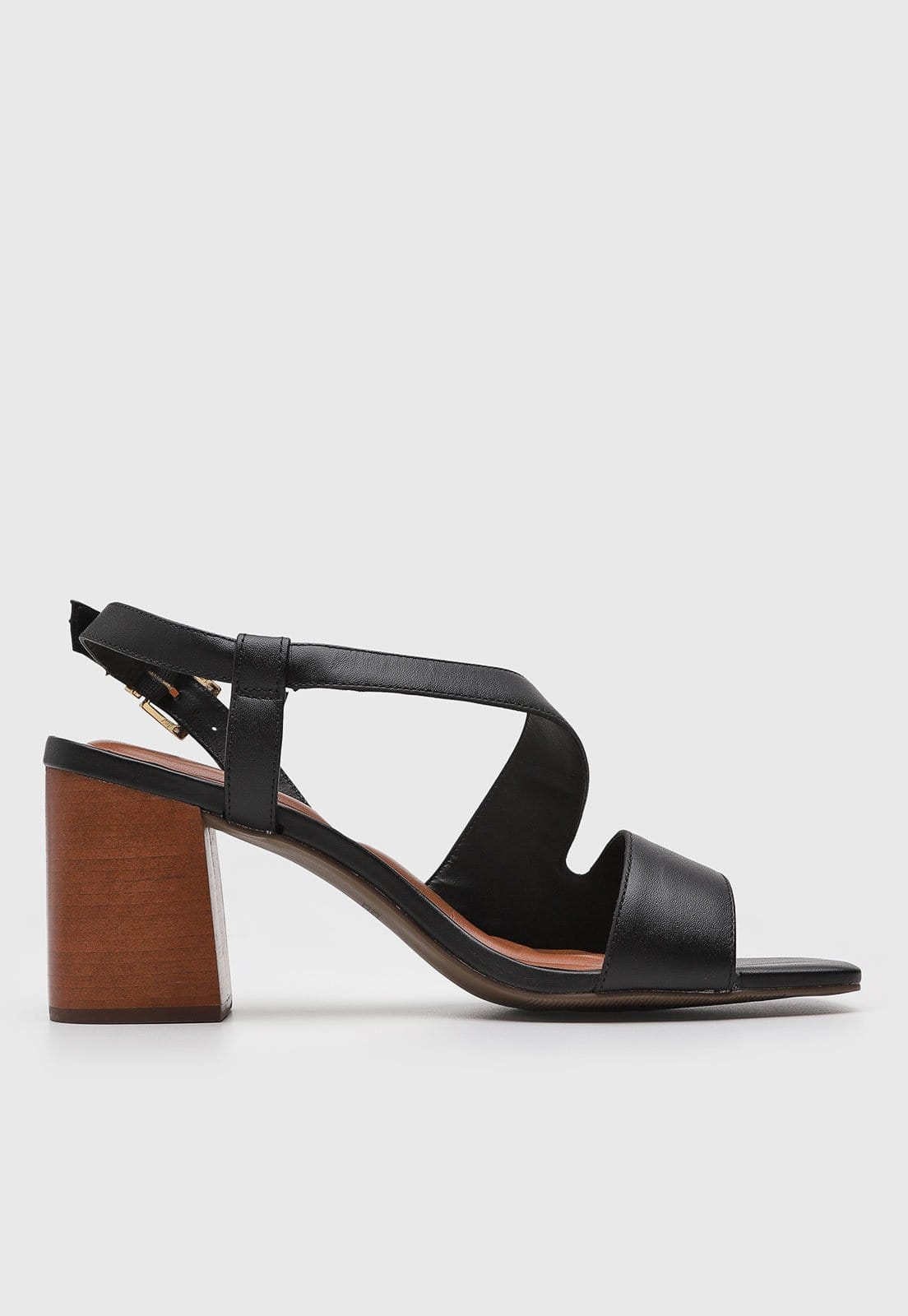 Vista 2 Sandália Feminina Loucos e Santos Salto Bloco Preta Loucos e Santos preto