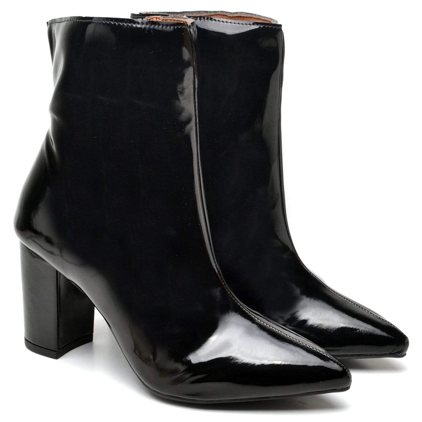 Vista principal Bota Cano Curto Salto Grosso Médio Verniz Ella's ZAFREM preto