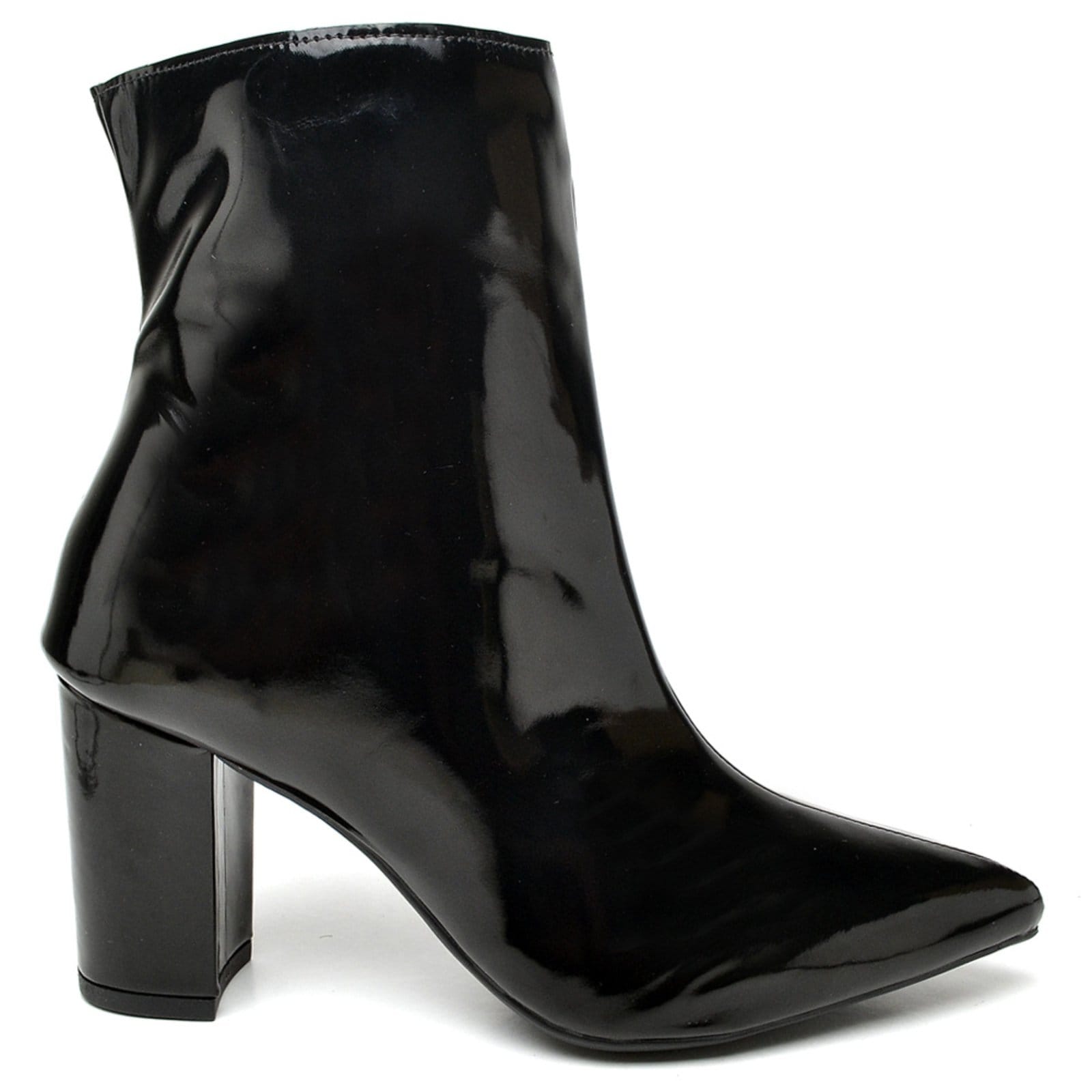 Vista 2 Bota Cano Curto Salto Grosso Médio Verniz Ella's ZAFREM preto