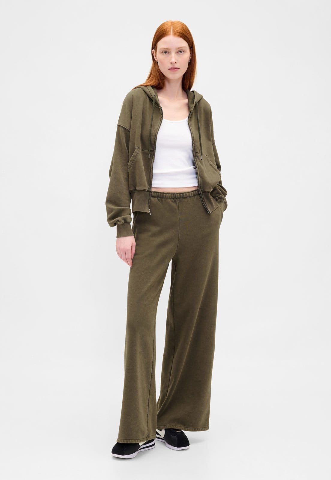 Vista 2 Calça Feminina GAP Pantalona Cintura Alta GAP verde