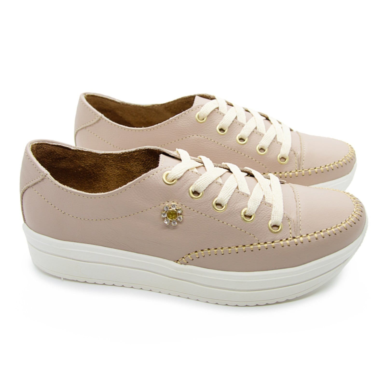 Vista principal Tênis Sapatênis Paola Ferrara 2024 - COURO - TODO FORRADO - cod807 diRavena nude/pink/rosa/rosê nude