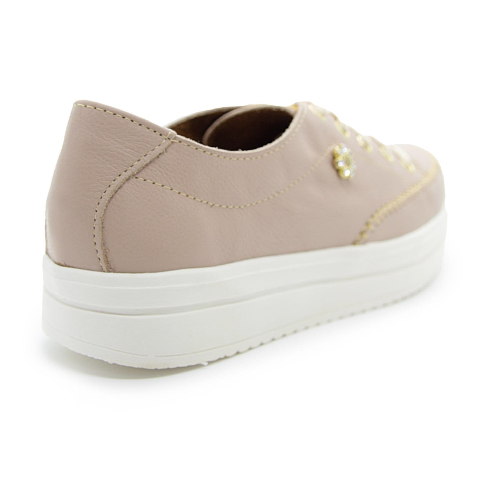 Vista 2 Tênis Sapatênis Paola Ferrara 2024 - COURO - TODO FORRADO - cod807 diRavena nude/pink/rosa/rosê nude