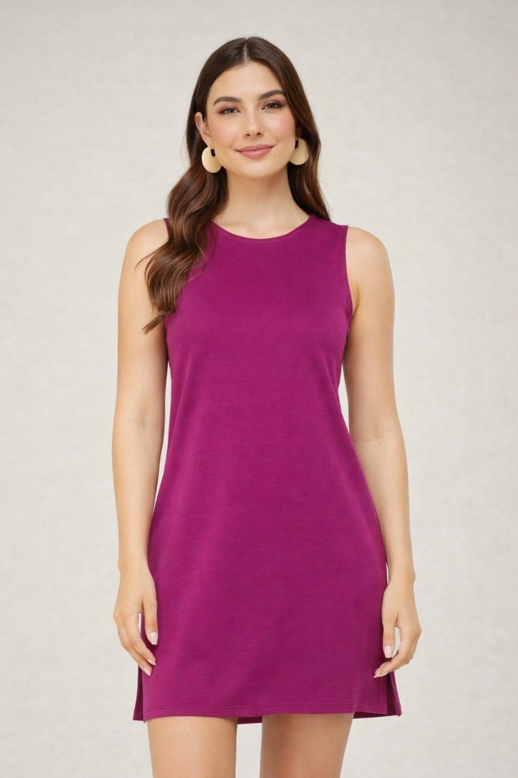 Vista principal Vestido Curto D Bell Outlet Fashion Regata Liso Fucsia D BELL OUTLET FASHION roxo fucsia