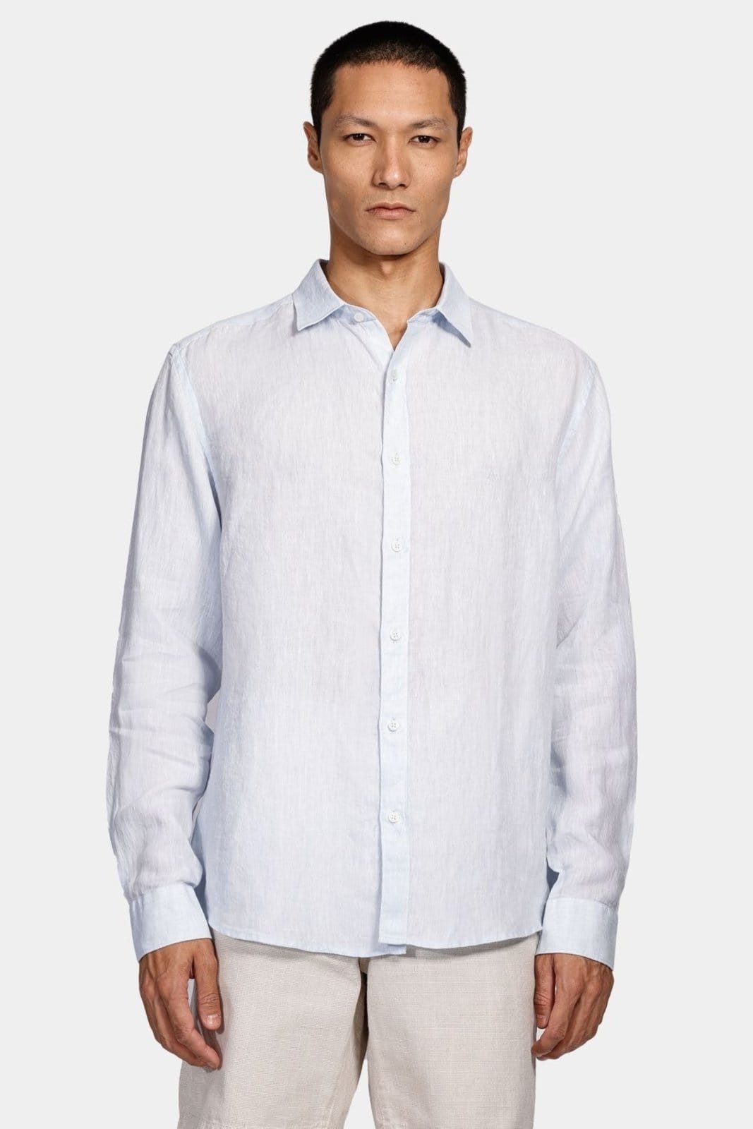 Vista principal Camisa Aramis Aramis Manga Longa Linho Irlandês Azul Claro Aramis incolor azul