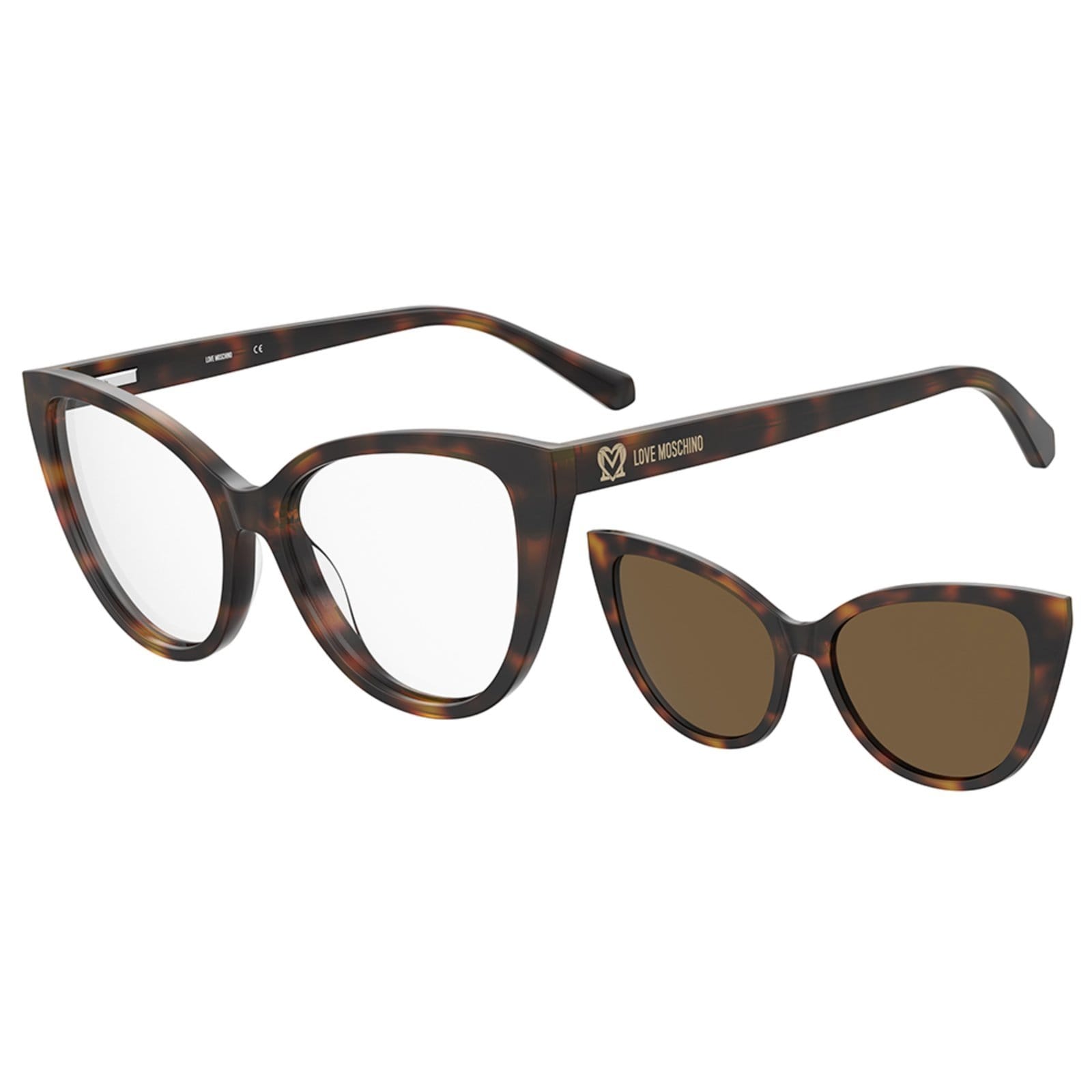 Armação de Óculos Clip On Love Moschino Mol066/Cs 05L - Marro