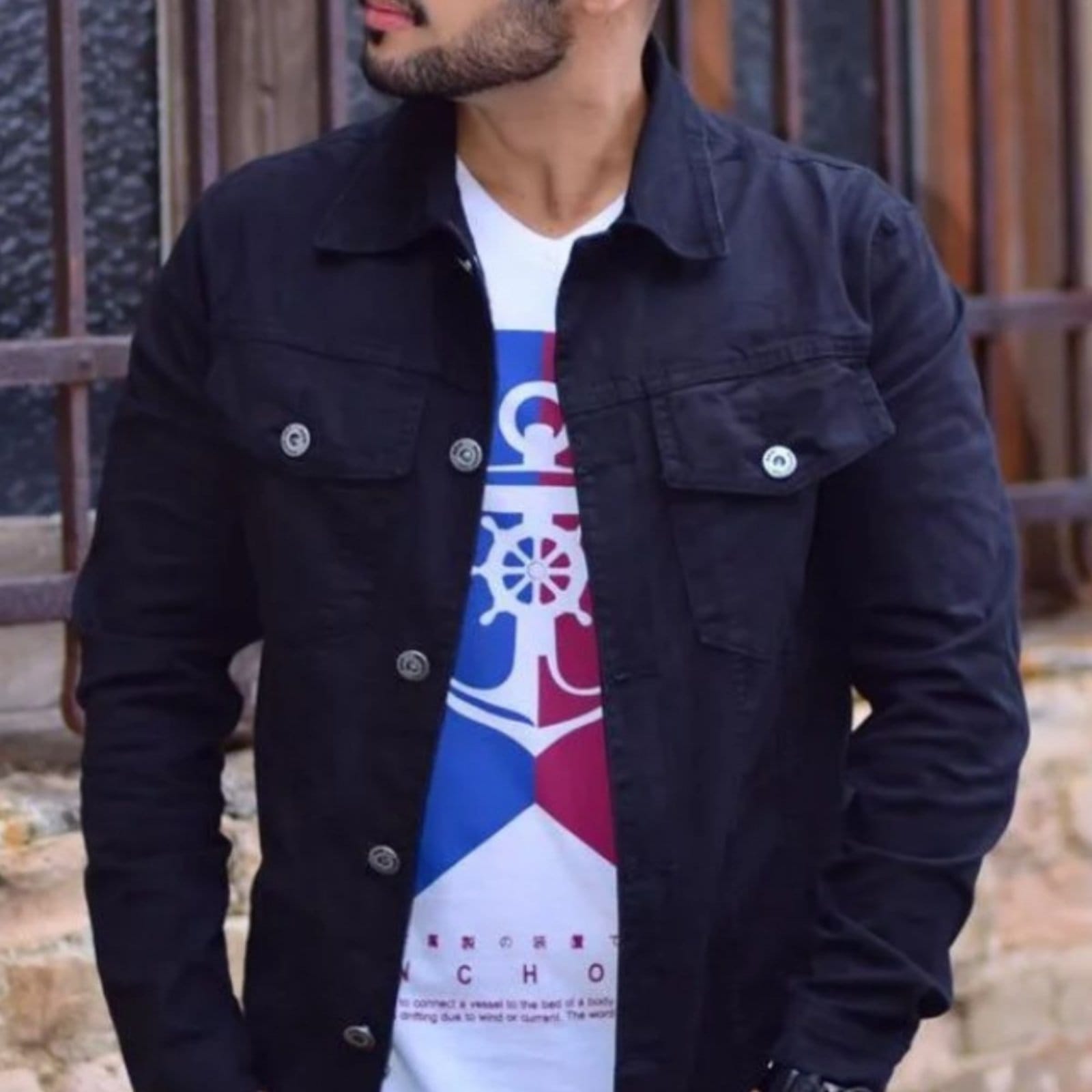 Jaqueta Masculina Preta Sarja Alleppo Jeans Taiwan