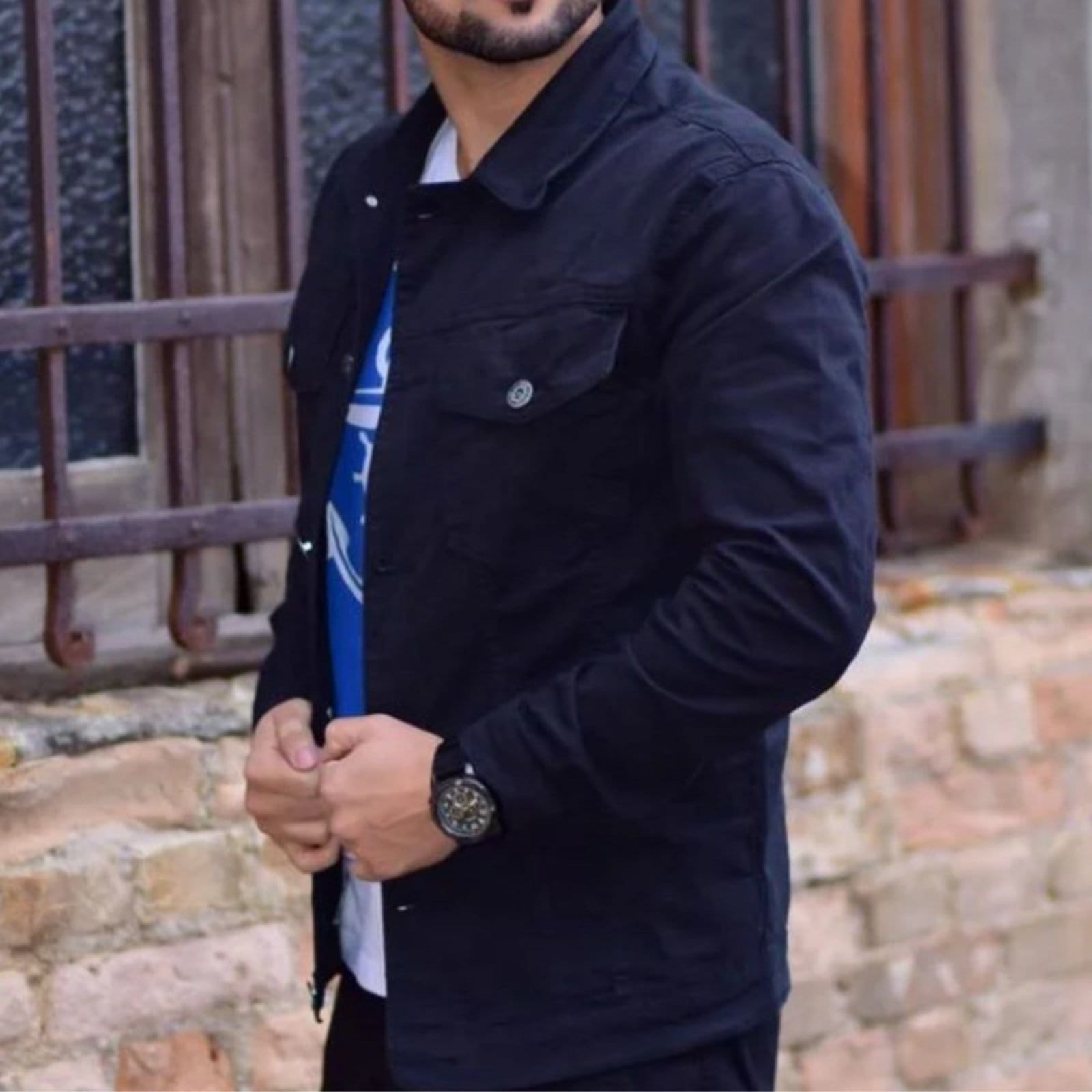 Vista 2 Jaqueta Masculina Preta Sarja Alleppo Jeans Taiwan Alleppo Jeans preto