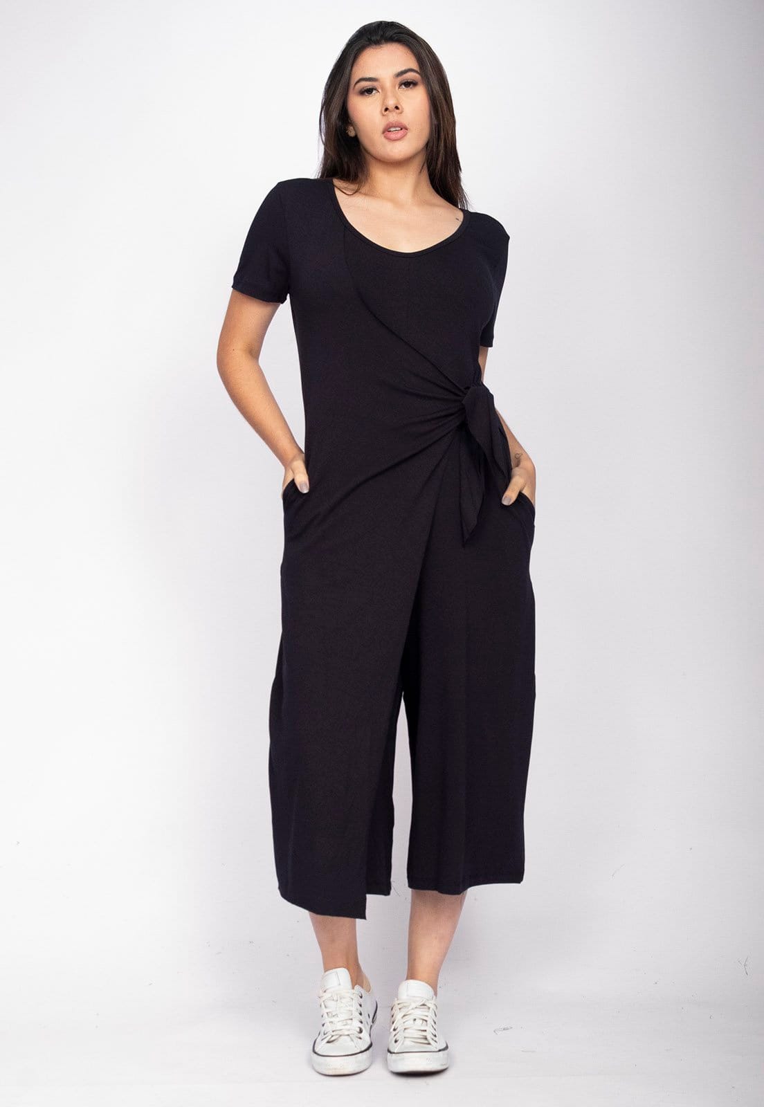 Macacão Piatã Pantacourt Malha com Manga Curta