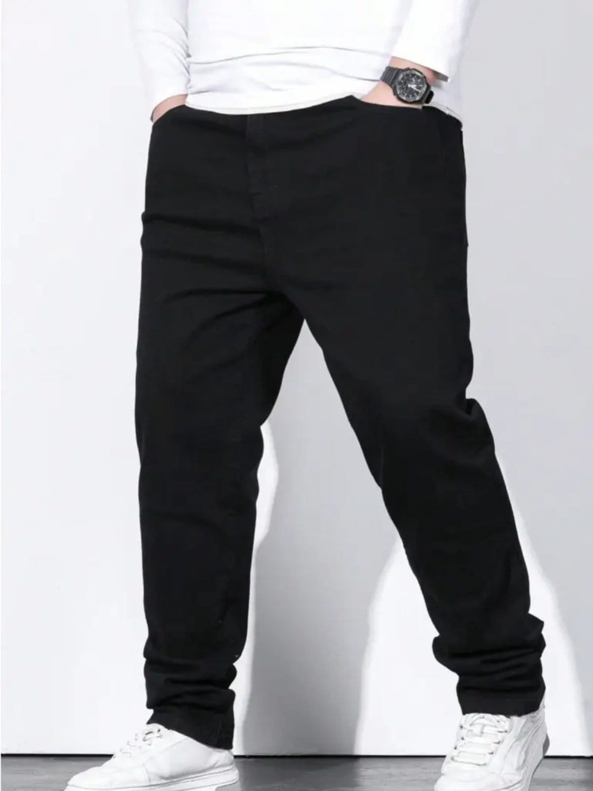 Calça Jeans Kovali Fashion Store Preta Masculina Básica e Confortável