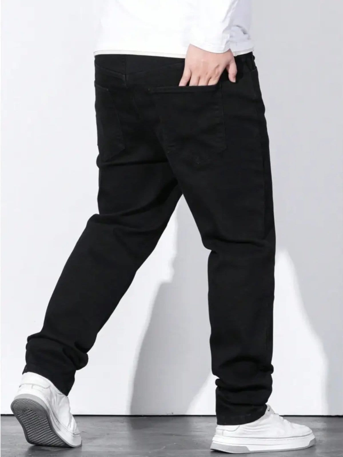 Vista 2 Calça Jeans Kovali Fashion Store Preta Masculina Básica e Confortável KOVALI FASHION STORE preto