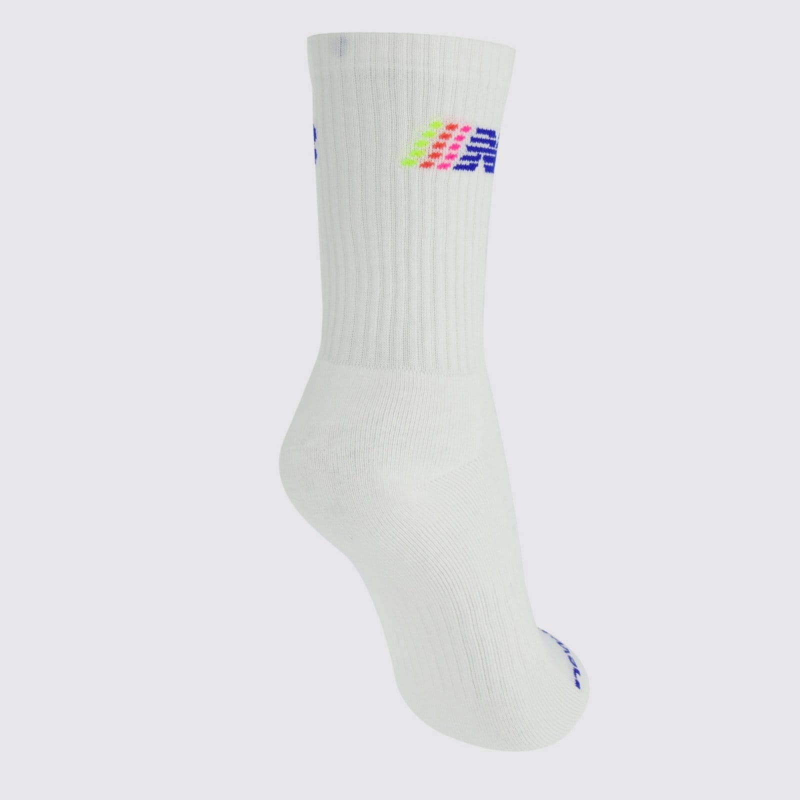 Vista 2 Meia New Balance Cano Alto Graphic Feminina Off White e Azul New Balance branco white