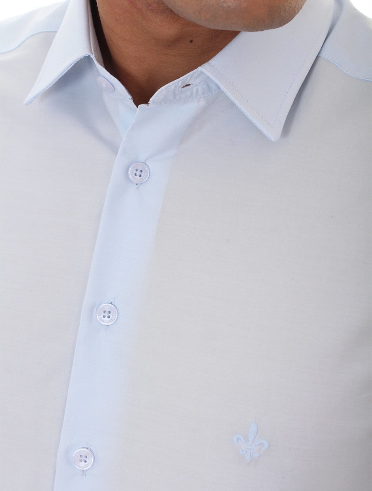 Vista 2 Camisa Dudalina Masculina Milano Tricoline Lisa Claro Dudalina azul