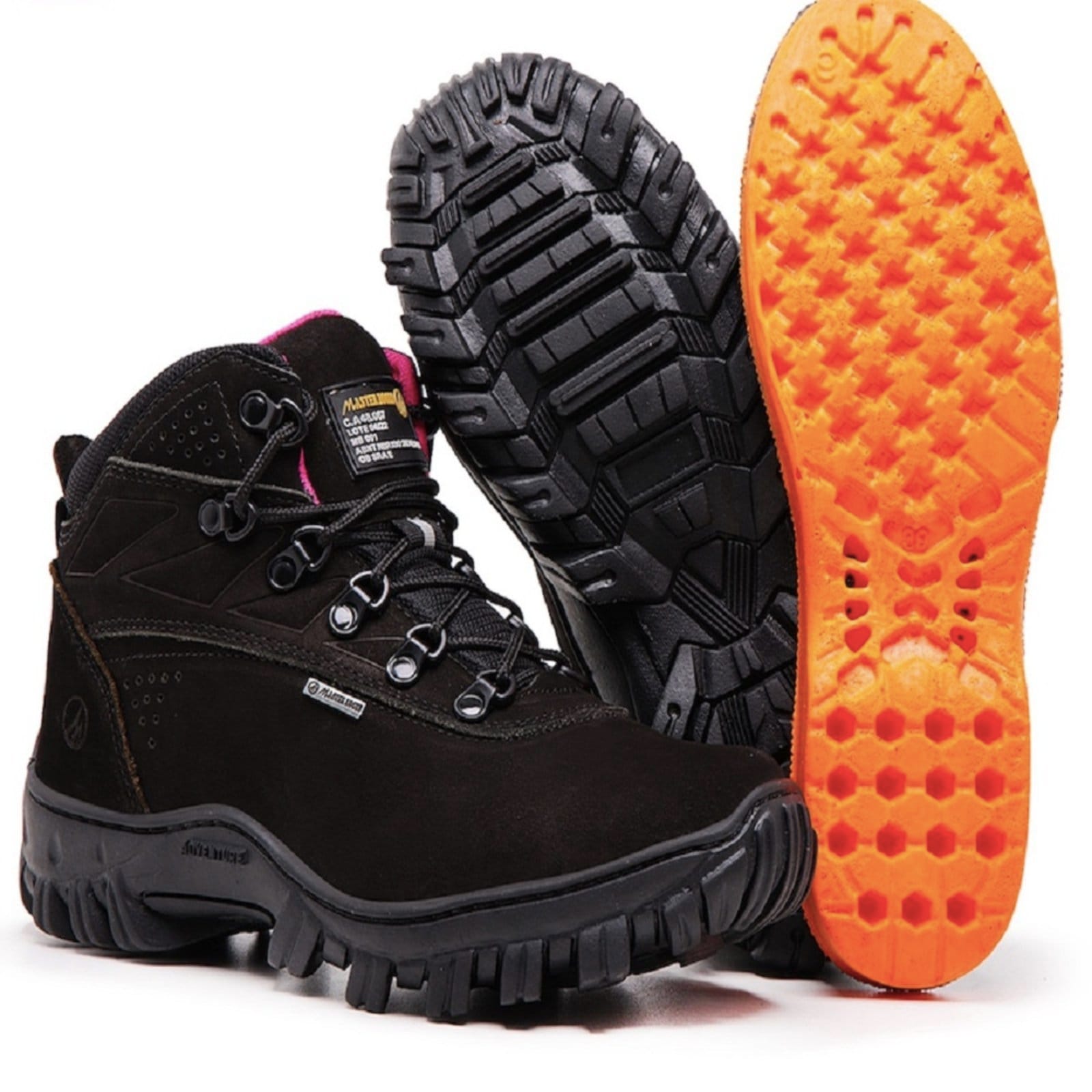 Vista principal Bota Coturno Feminina Com C.A 48.067 em Couro Rosa ZAFREM preto/rosa rosa